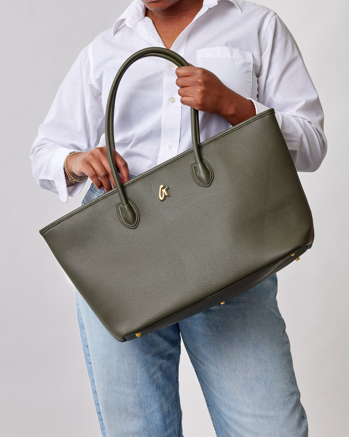 Stylish Pebble Tote Bag in Olive Green - Perfect for Work, Travel & Everyday Use