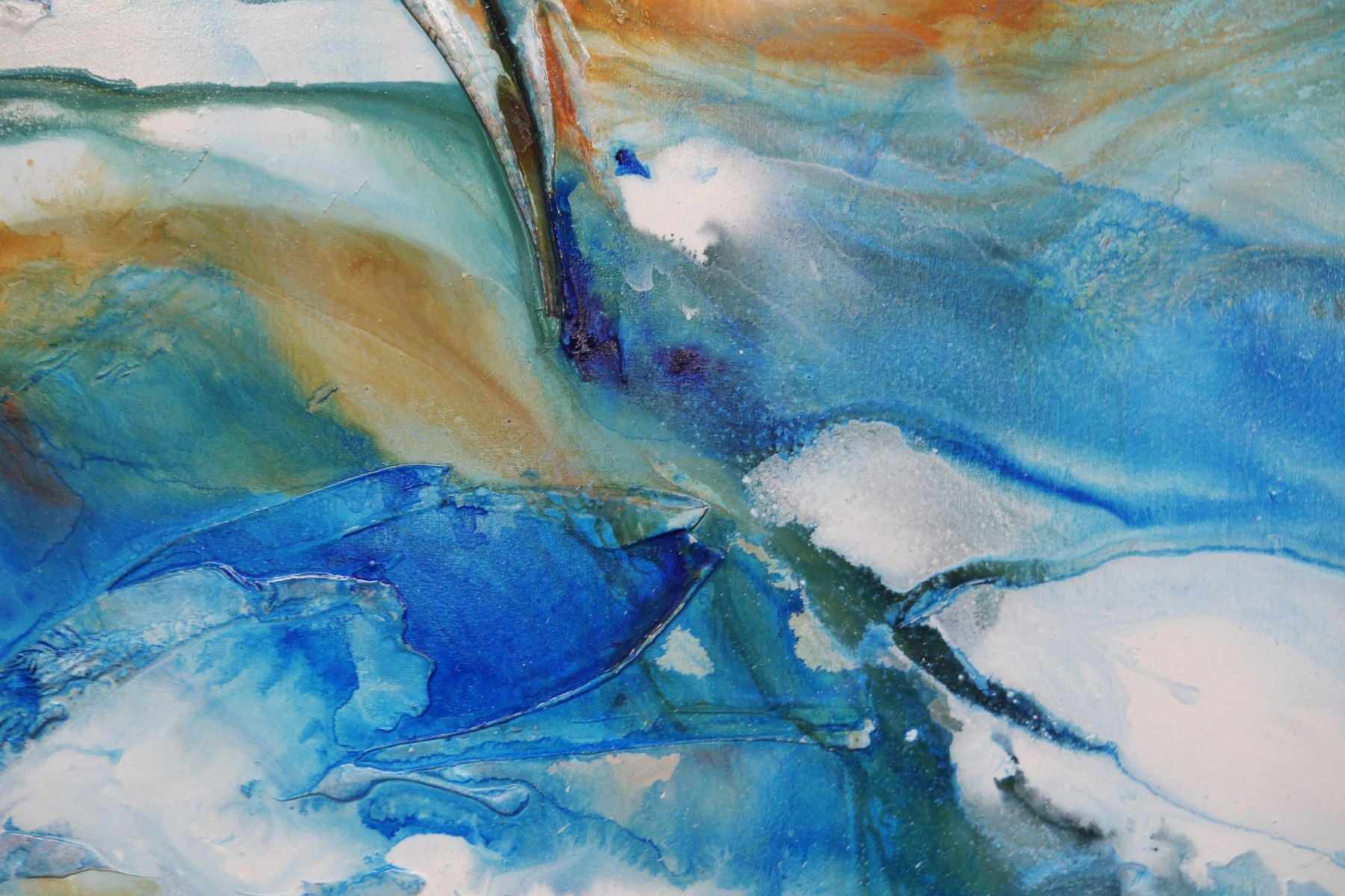 Coastal Heart 270cm x 120cm Blue Orange White Textured Abstract Canvas Art - Perfect for Living Room, Bedroom & Office Wall Decor