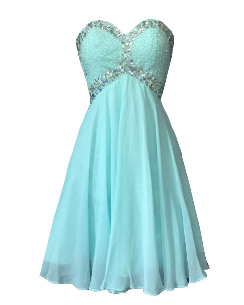 Kivary® Aqua Blue Sweetheart Beading Crystals Short Corset Prom Homecoming Dresses for Women - Elegant Formal Evening Gown for Parties, Dances & Special Occasions
