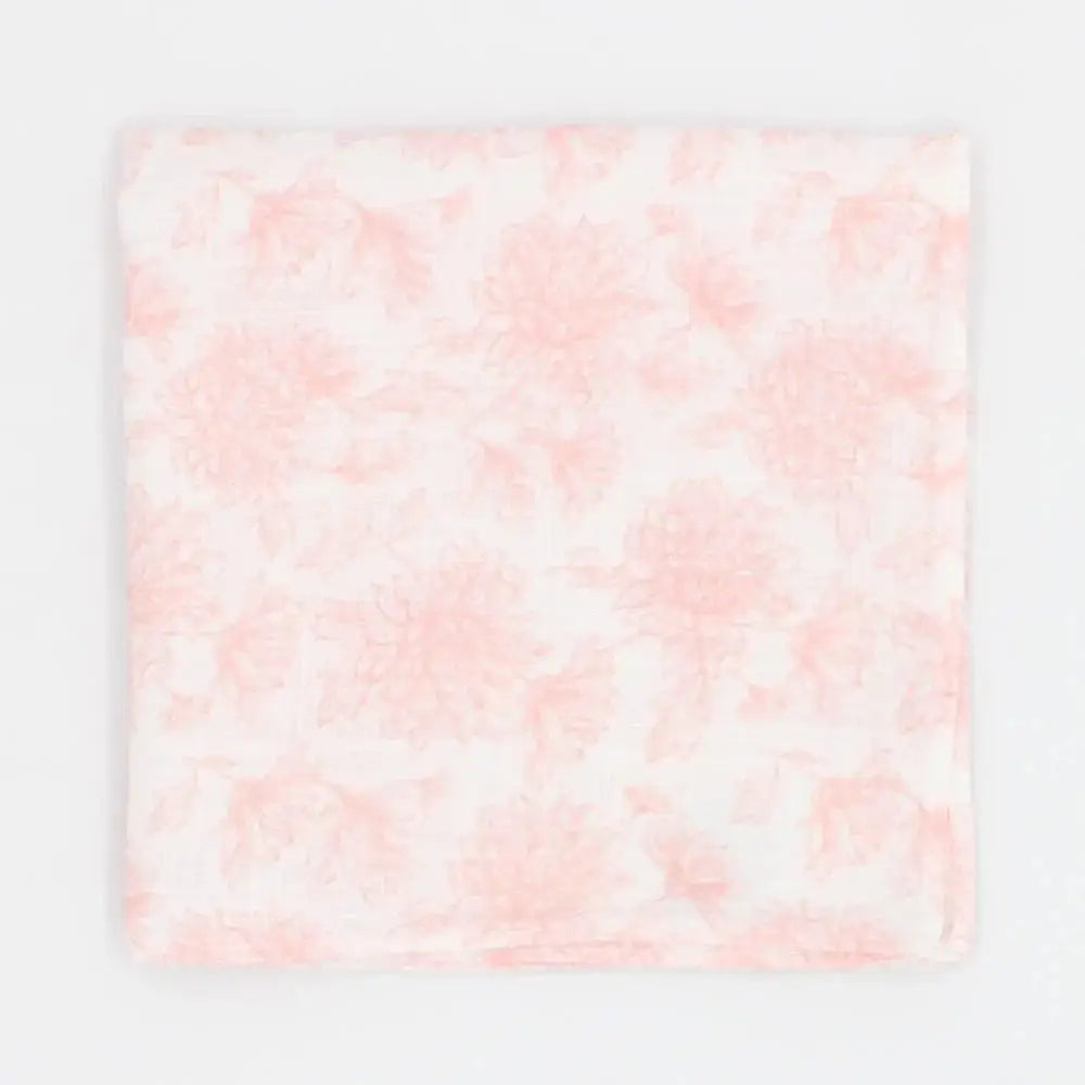 L.A. Smith Pink Linen Floral Tie and Hank Set for Men - Elegant Wedding, Prom & Formal Accessories - Perfect for Grooms, Bridesmaids & Special Occasions