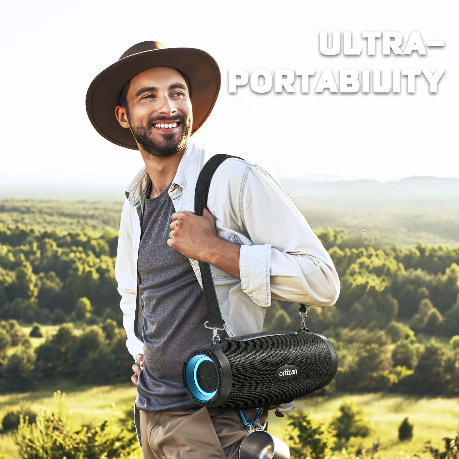 Ortizan 100W Bluetooth Speaker with LED Lights, IPX7 Waterproof Wireless Speaker, 20H Playtime, Dual Pairing - Perfect for Home, Party, Beach, Camping & Outdoor Adventures