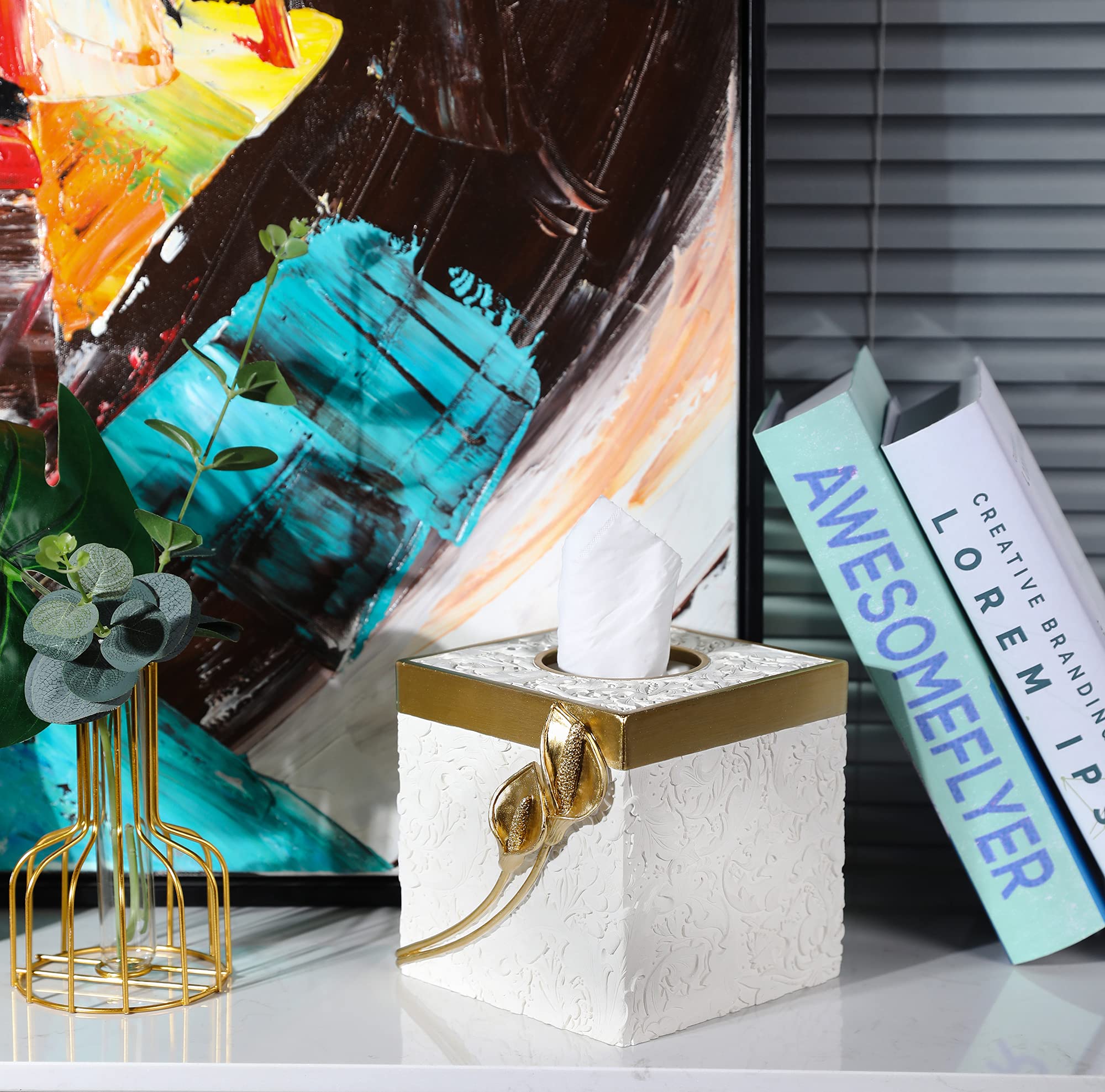 Modern Square Tissue Box Cover Holder - Stylish Bathroom Vanity & Countertop Decor, Unique Design for Bedroom, Living Room & Bathroom Accessories - Perfect for Home, Office & Hotel Decor