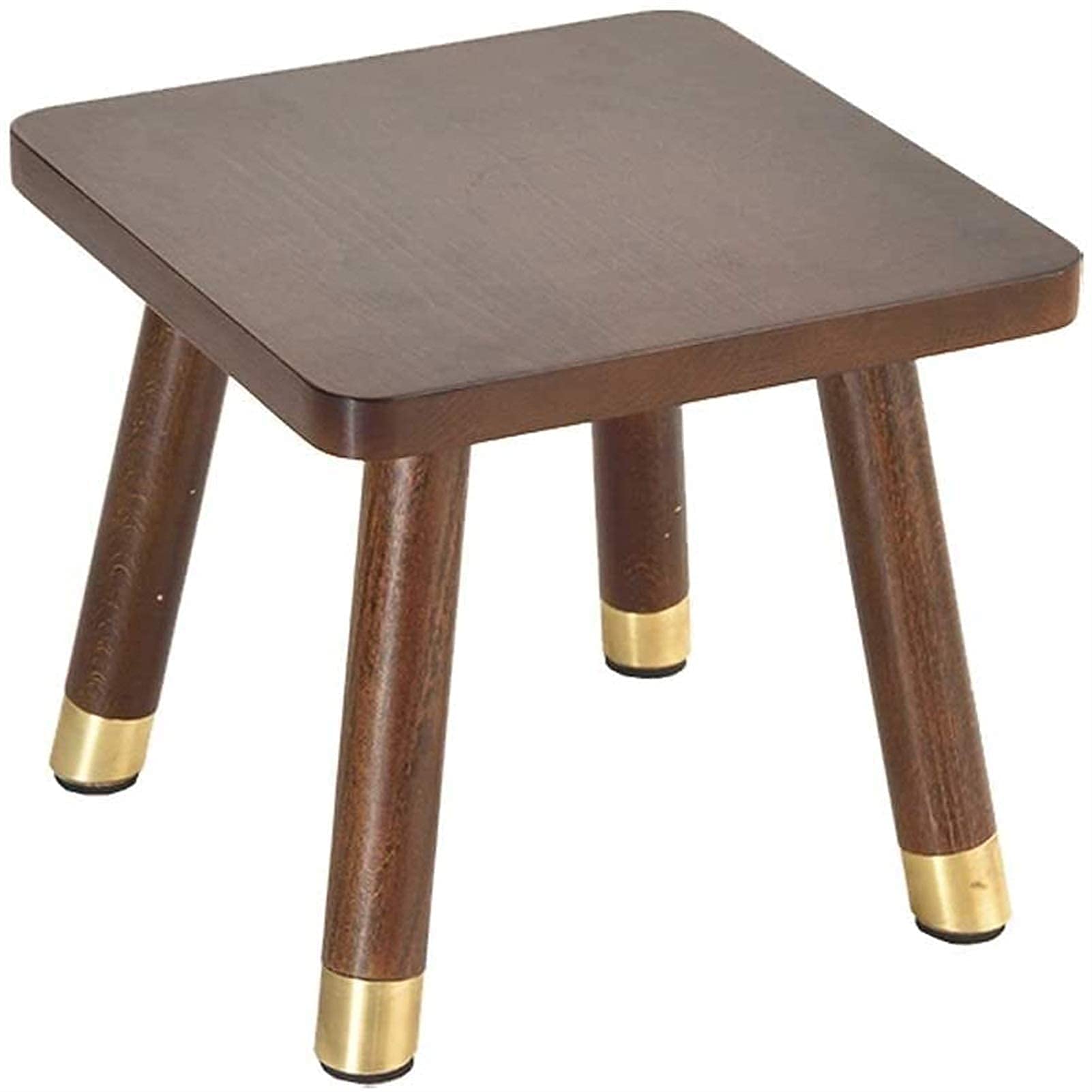 Solid Wood Footstool Ottoman - Chinese Style Shoe Bench, Coffee Table Stool & Low Breakfast Bench - Walnut Finish Living Room Accent Piece for Small Spaces | Perfect for Entryway, Bedroom or Lounge Area