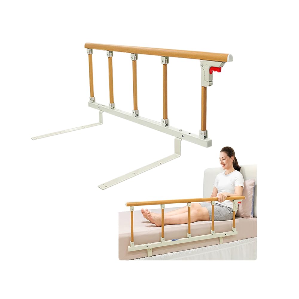 Mybow Bed Rails for Elderly Adults - Adjustable Safety Guard Rails for Seniors & Hospital Use | 47x18 Inch Swing Down Handrail | Fall Prevention Assist Bar for Beds | Ideal for Home Care & Medical Facilities