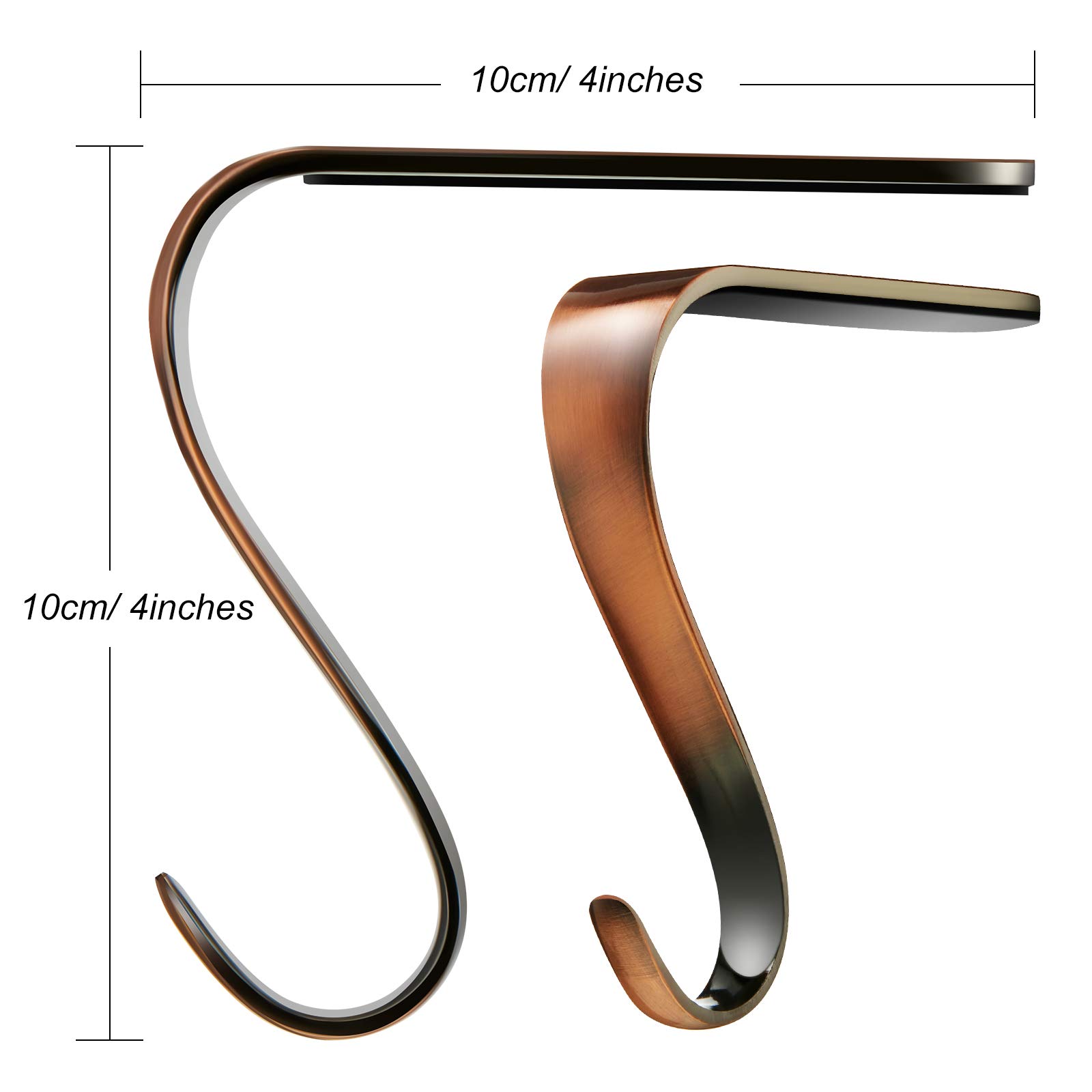 2 Pack Heavy Duty Metal Christmas Stocking Holders - Classic Red Copper Mantel Hangers for Fireplace, Shelf, Window & Table Decor - Perfect for Xmas Party, Holiday Home Decor & Festive Gift Hanging