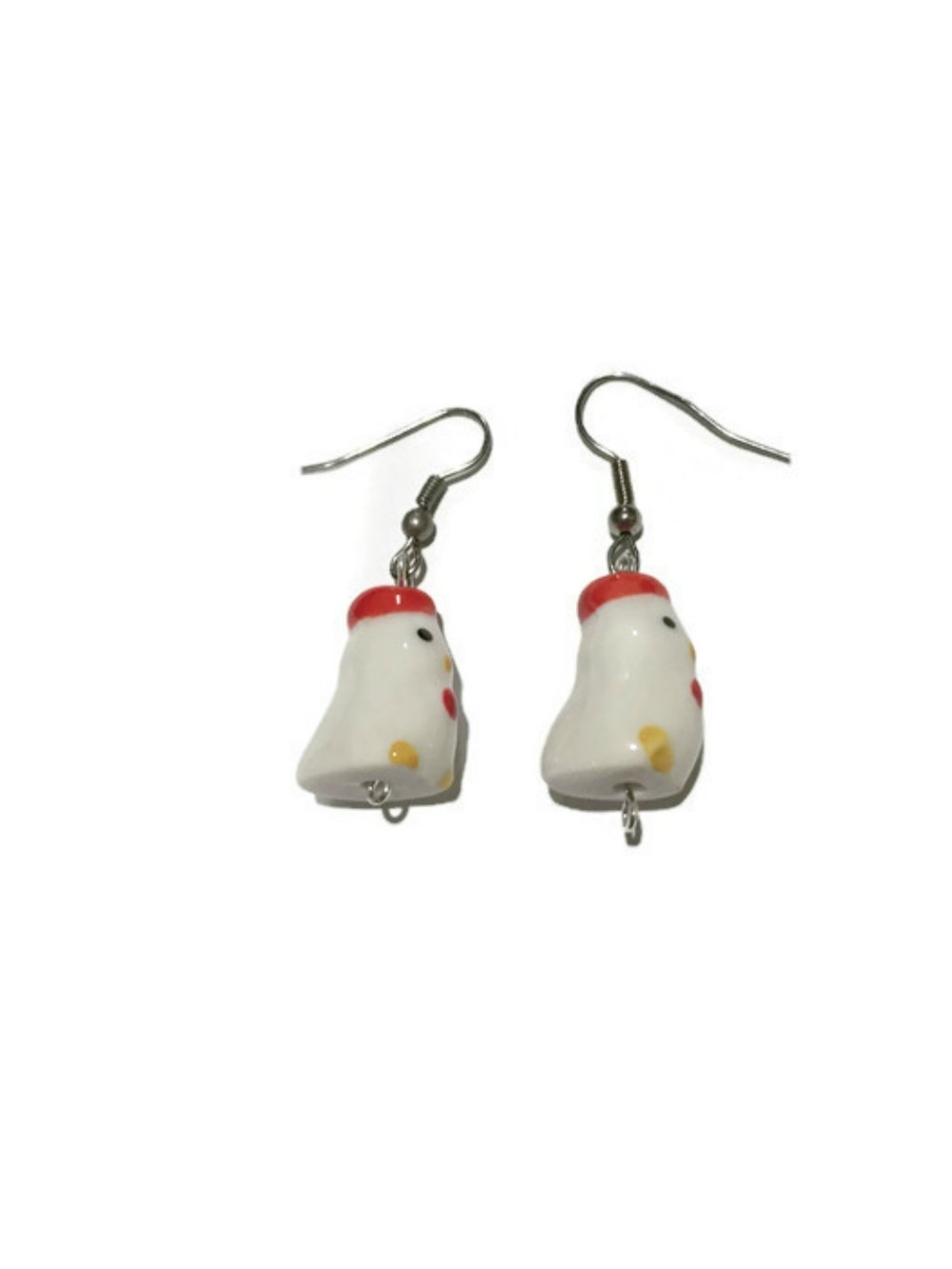 Stylish Ceramic Chicken Earrings for Women - Handmade Cute Animal Jewelry Gift for Chicken Lovers | Perfect for Farmhouse Decor, Country Fashion & Unique Accessories