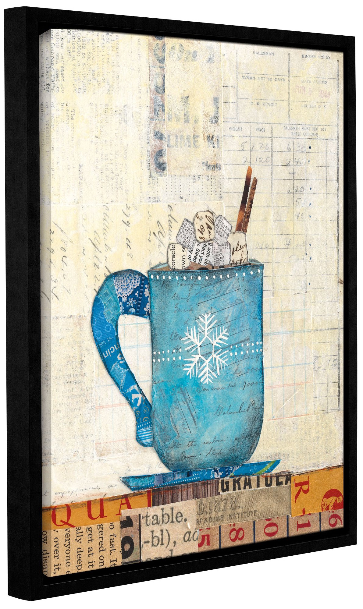 Courtney Prahl 'Cozy Cups I' 14x18 Floater Framed Canvas Wall Art - Modern Home Decor for Living Room, Bedroom & Office