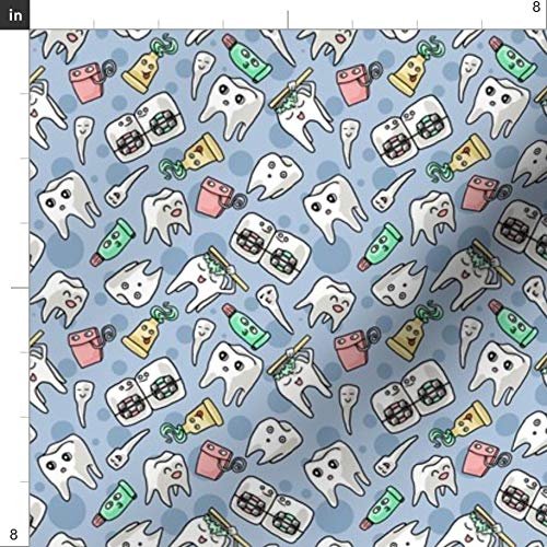 Funny Teeth Dentist Dental Tooth Printed Velvet Fabric by The Yard - Upholstery, Home Decor & Apparel Material - Perfect for DIY Projects, Costumes, and Unique Home Furnishings