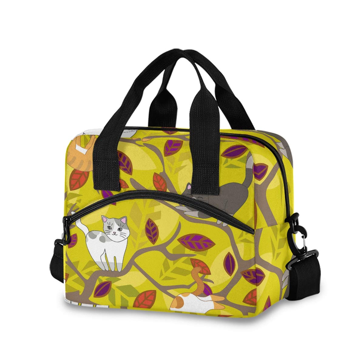 Insulated Cat Tree Lunch Bag for Women & Men - Reusable Cooler Tote with Detachable Shoulder Strap & Carry Handle - Perfect for Work, School, Picnic & Outdoor Activities