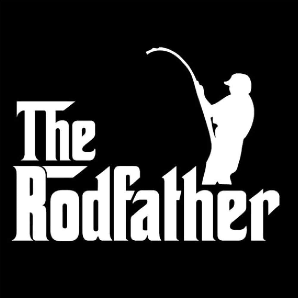 Fishing Rodfather Vinyl Sticker Decal - Waterproof Car Bumper, Window, Laptop, Tablet, Phone Decoration (6 Inch, White) - Perfect for Anglers, Fishing Enthusiasts & Outdoor Lovers