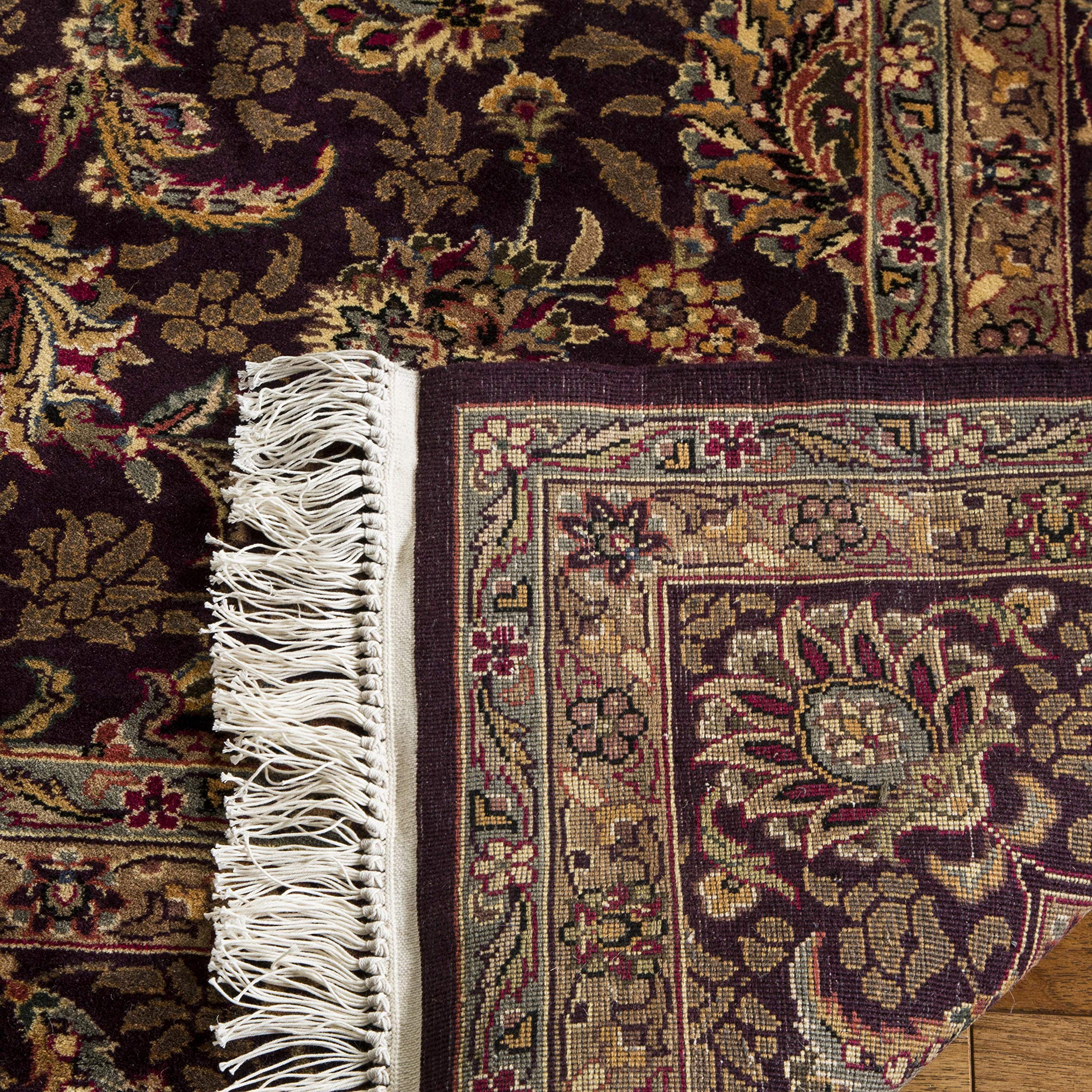 SAFAVIEH Royal Kerman Collection 5' x 7' Handmade Wool Area Rug - Dark Lavender Traditional Persian Design for Living Room, Bedroom & High Traffic Areas | Durable Floor Covering for Home Decor (RK24G)