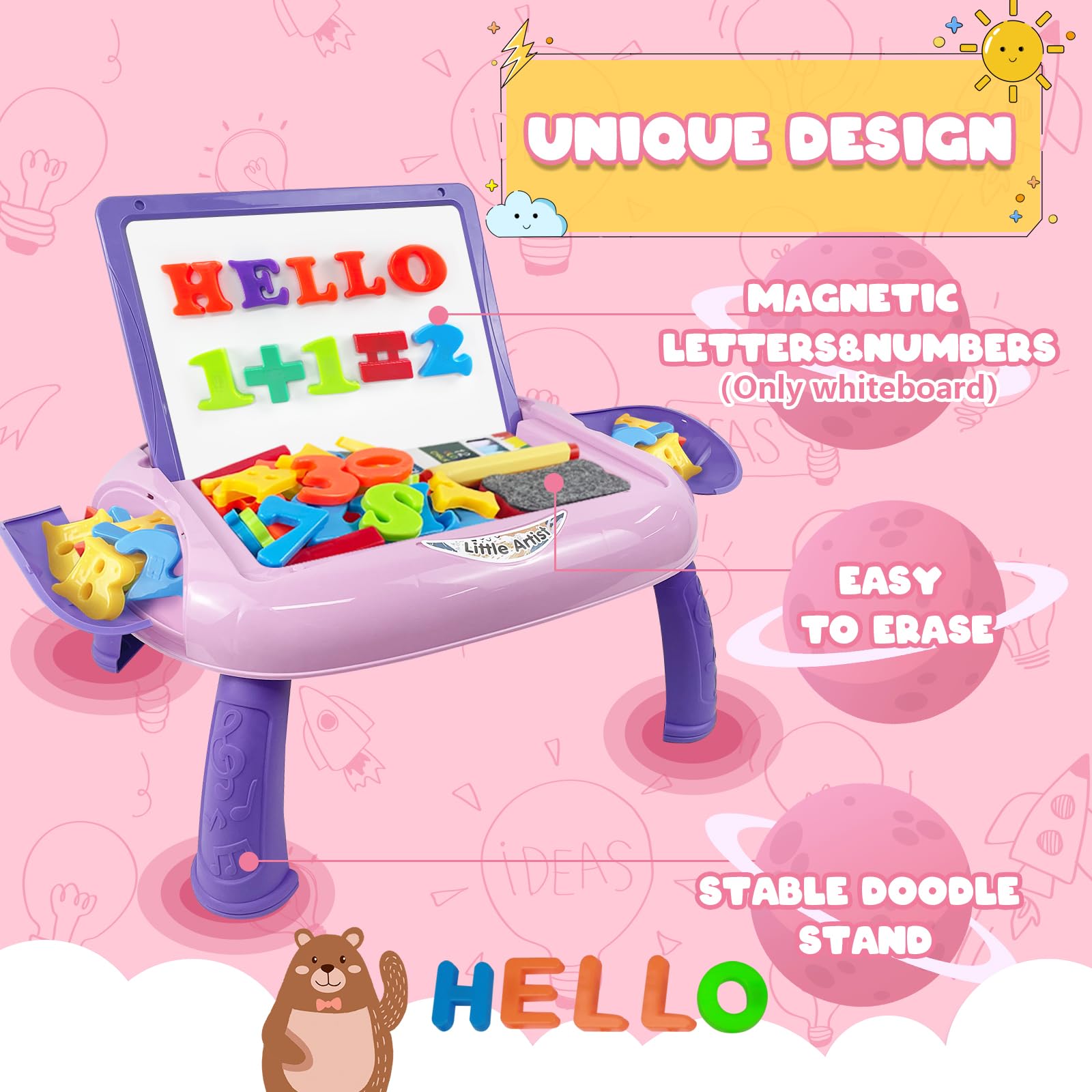 Magnetic Letters and Numbers Learning Toys for 1-2 Year Old Girls | Educational Toddler Toys with Alphabet & Counting | Unicorn Pink Gift for Birthday & Christmas | Perfect for Preschool Learning & Playtime Activities