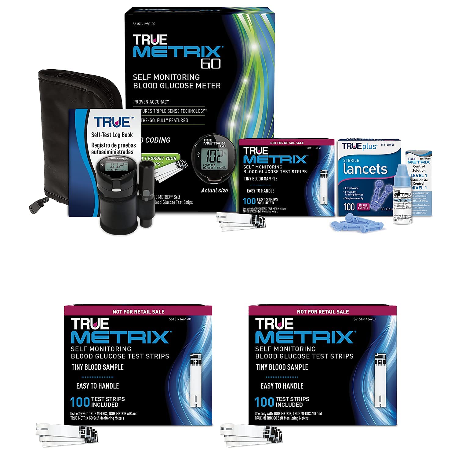 TRUE METRIX® GO Blood Glucose Monitoring Starter Kit with 200 Test Strips (2x100ct) - Accurate Diabetes Testing for Home Use | Perfect for Daily Glucose Tracking & Health Management