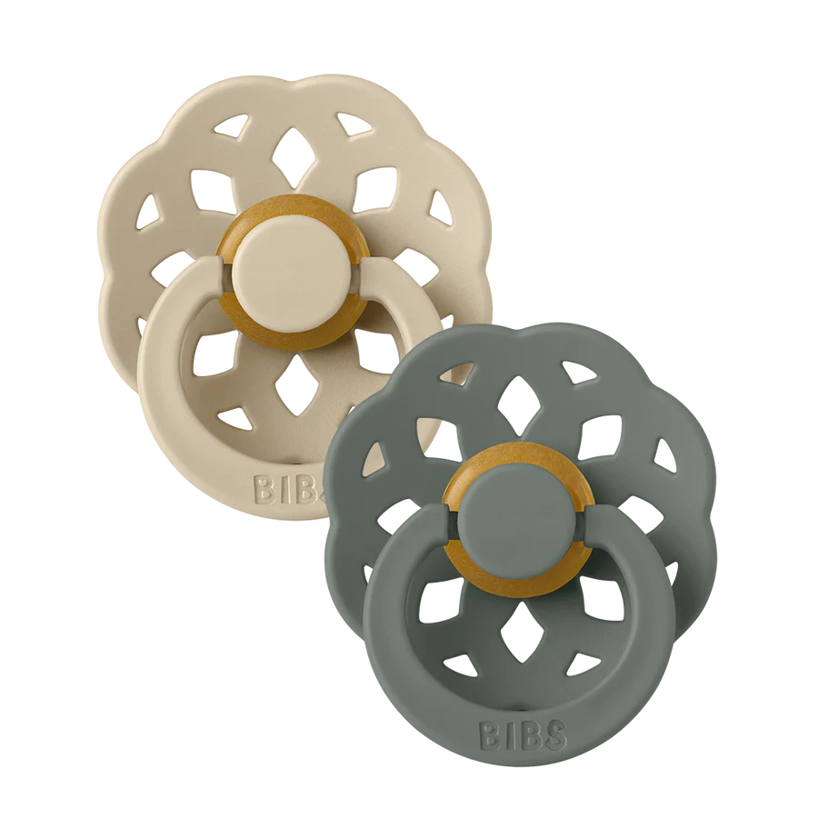 BIBS Round Latex Pacifiers Twin Pack - Natural Rubber Baby Soothers for Newborns & Infants | Perfect for Daytime Comfort & Nighttime Sleep | Bohème Collection