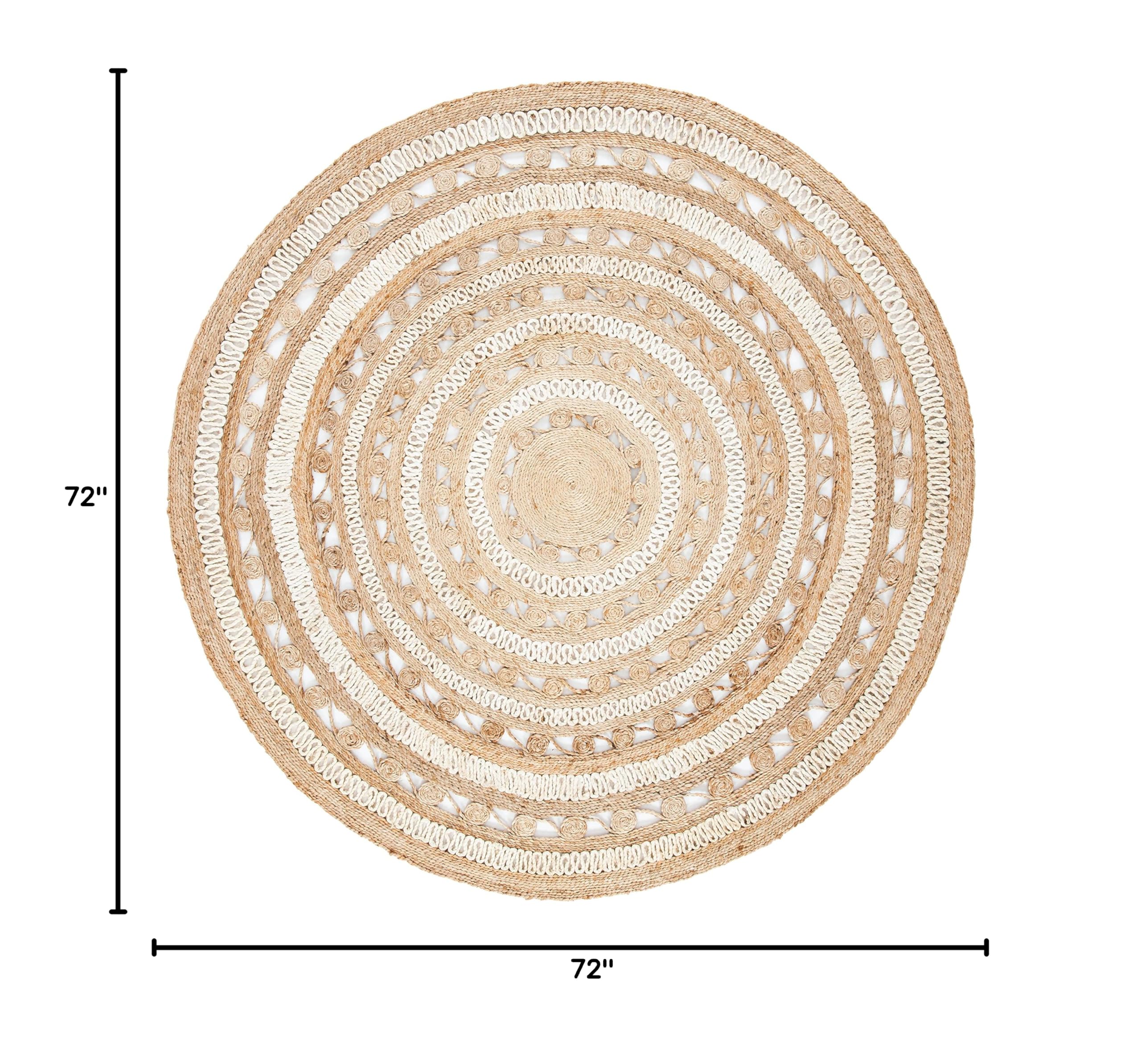 SAFAVIEH Natural Fiber Round Collection 6' Round Ivory NF169B Handmade Boho Jute Area Rug - Perfect for Farmhouse Living Room, Bedroom & Boho Chic Home Decor
