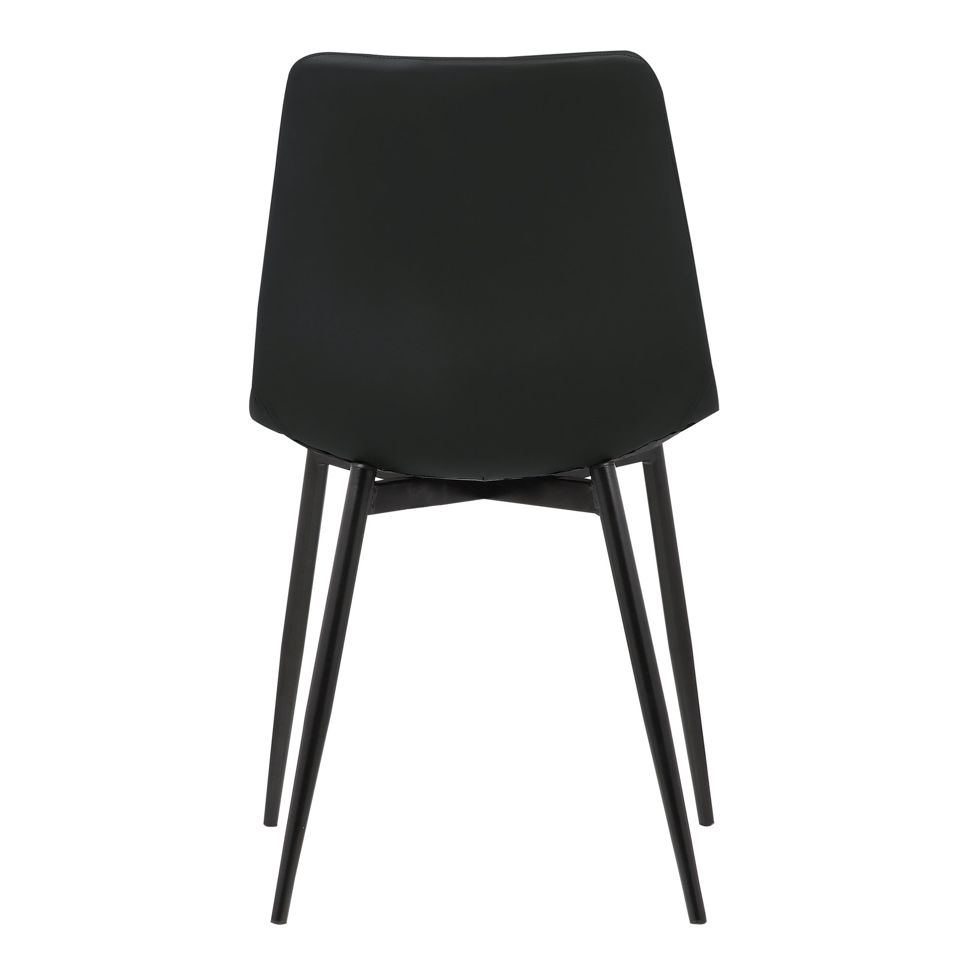 Armen Living Monte Mid Century Modern Dining Chair - Black Faux Leather Upholstery with Black Metal Legs - Perfect for Kitchen, Dining Table, Home Office Desk & Vanity Area