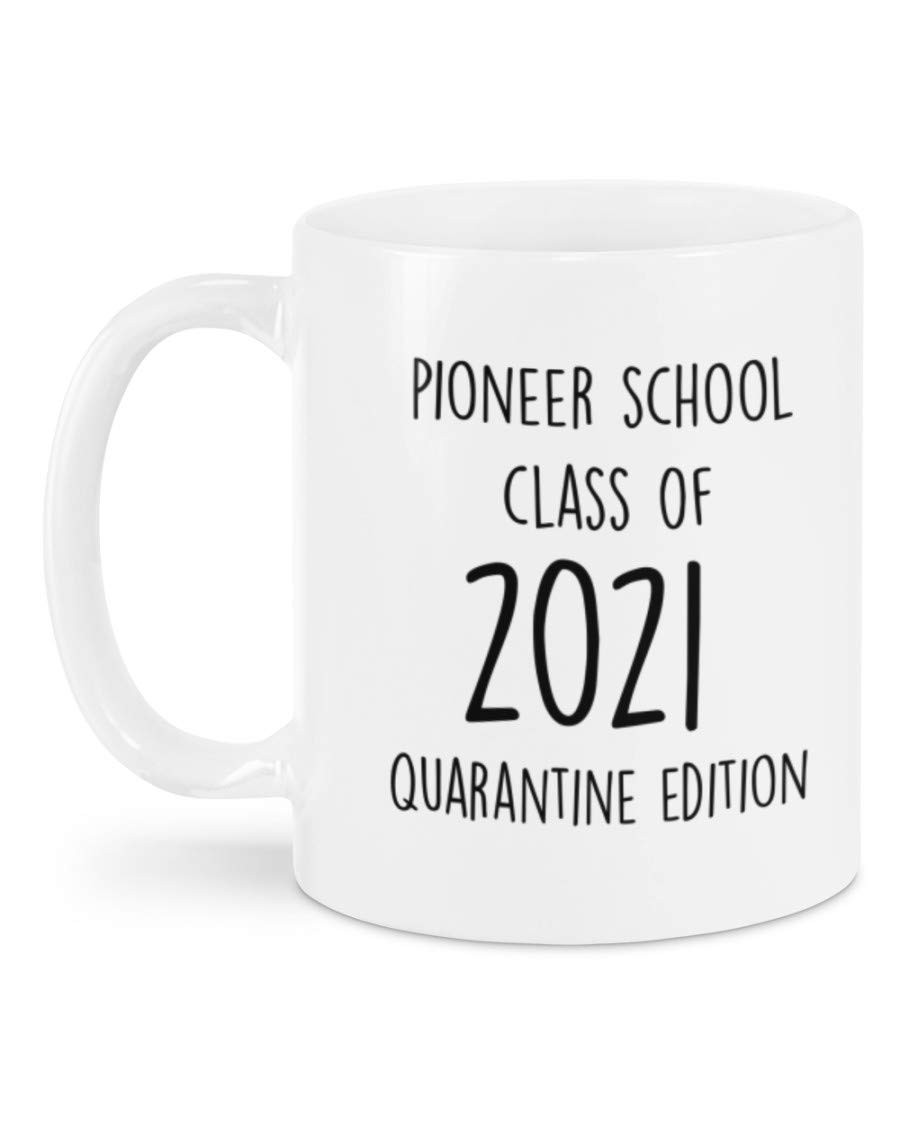 Personalized Pioneer School Class of 2021 Graduation Mug - 11oz & 15oz Ceramic Coffee Cup - Funny Quarantine Edition Gift for Daughter, Son, PhD Graduate - Perfect College Graduation Present for Students, Teachers - Ideal for Coffee, Tea, Hot Chocolate at Home, Office or School