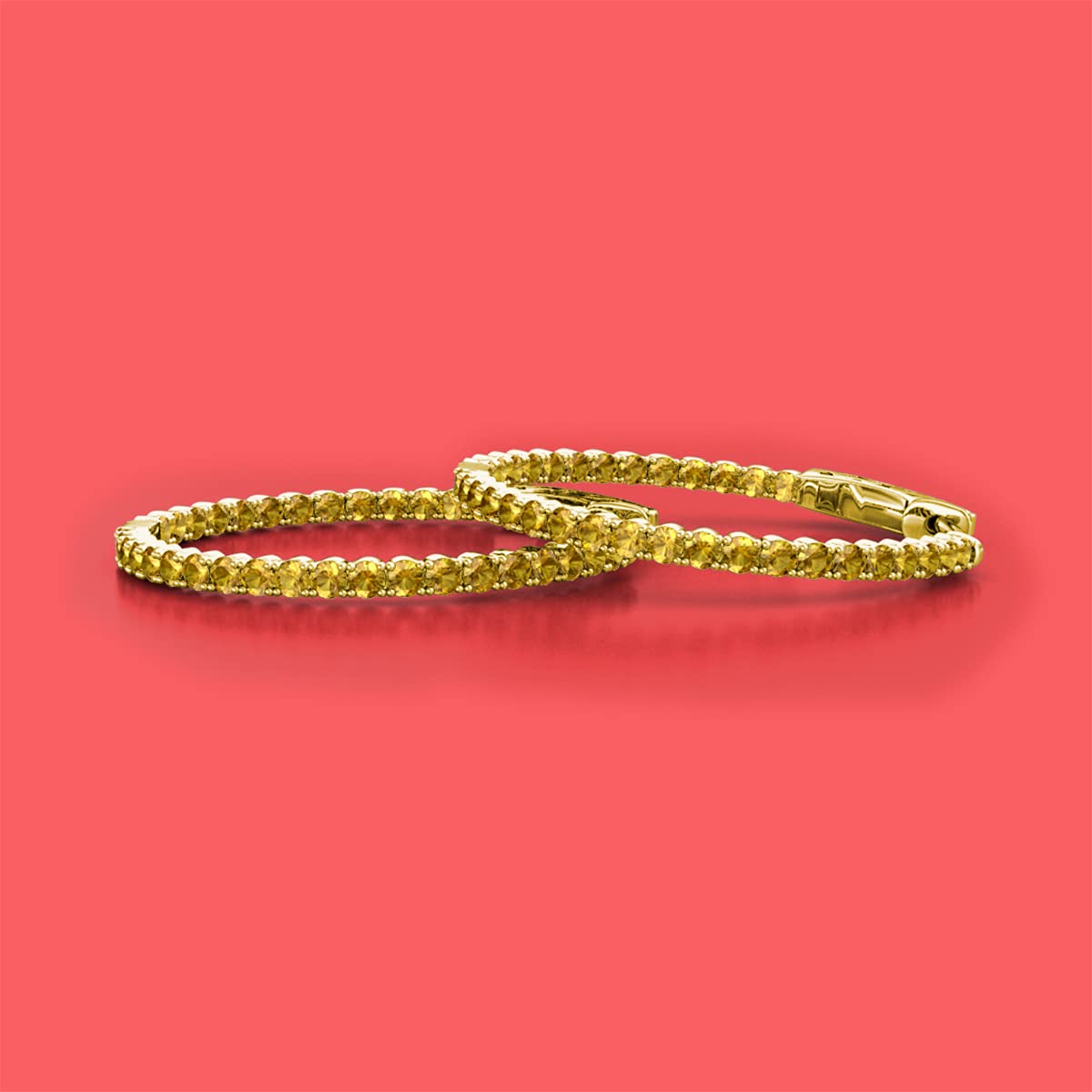 14K Yellow Gold Citrine Inside-Out Hoop Earrings 2.70 ctw - Perfect for Weddings, Parties & Everyday Elegance