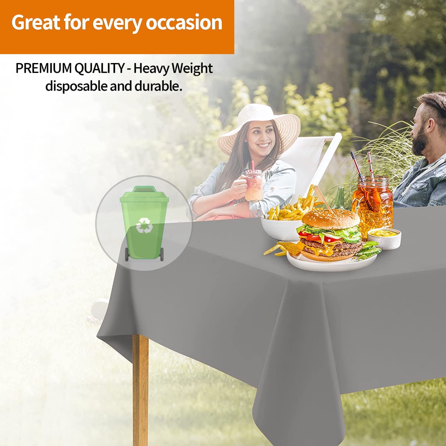 Premium Silver Disposable Plastic Tablecloths (48 Pack) - 54