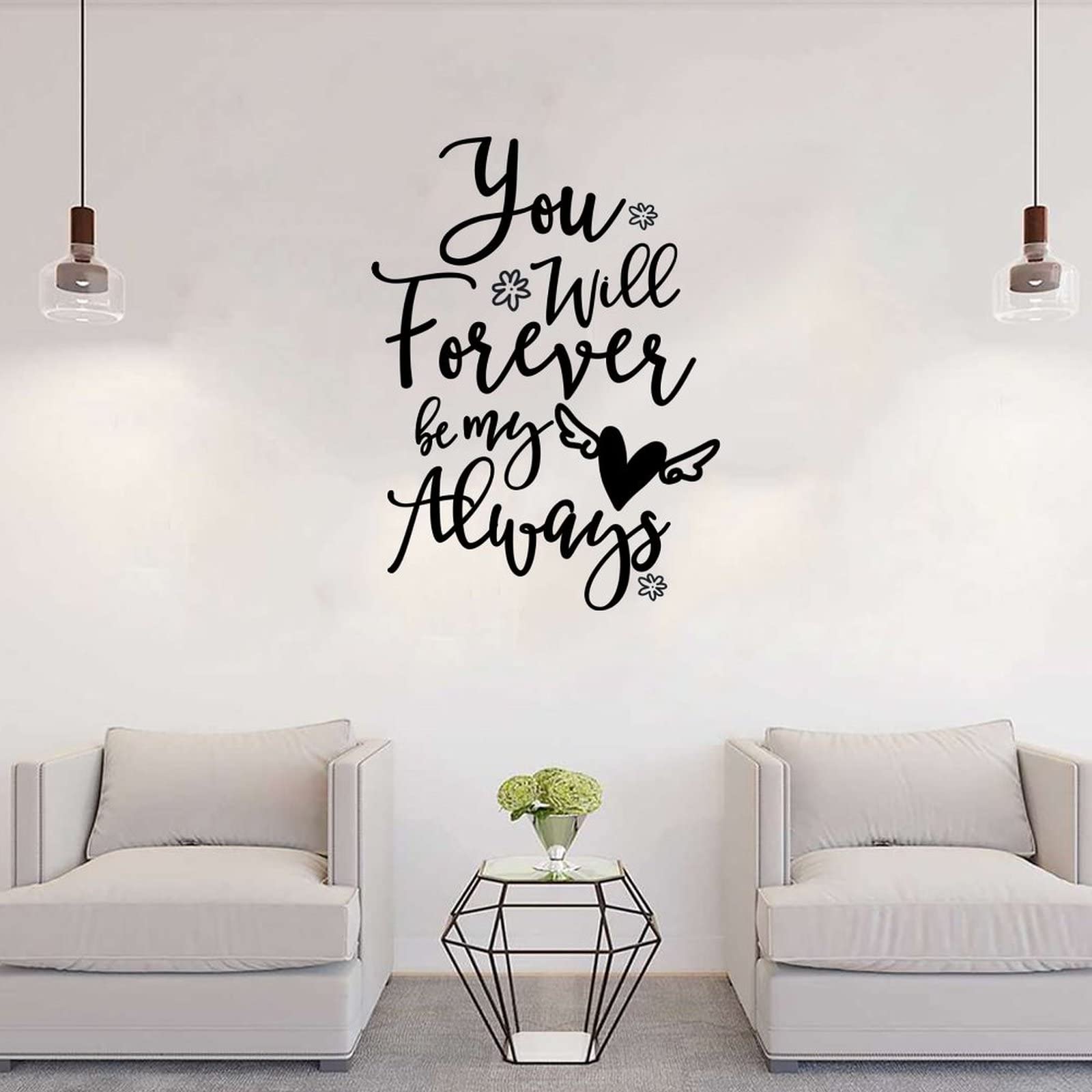 Forever My Always Wall Decal - Removable Vinyl Wall Sticker Quote Art for Home Decor, Living Room & Bedroom - 28