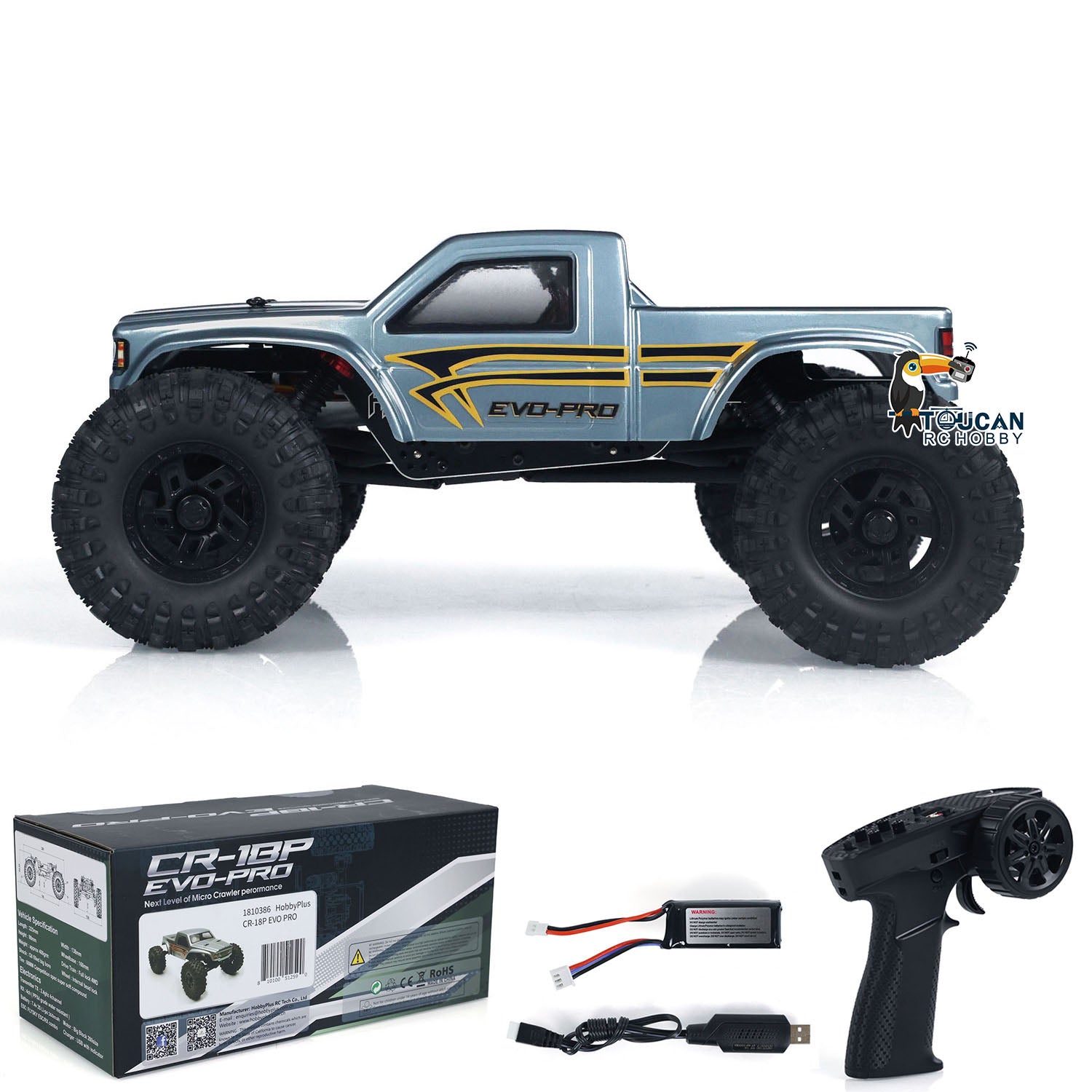 Hobby Plus CR18P 1/18 Scale 4x4 RC Rock Crawler - Ready to Run Electric Off-Road Vehicle - Mini Remote Control Car for Trail Crawling, Backyard Adventures & Hobby Enthusiasts