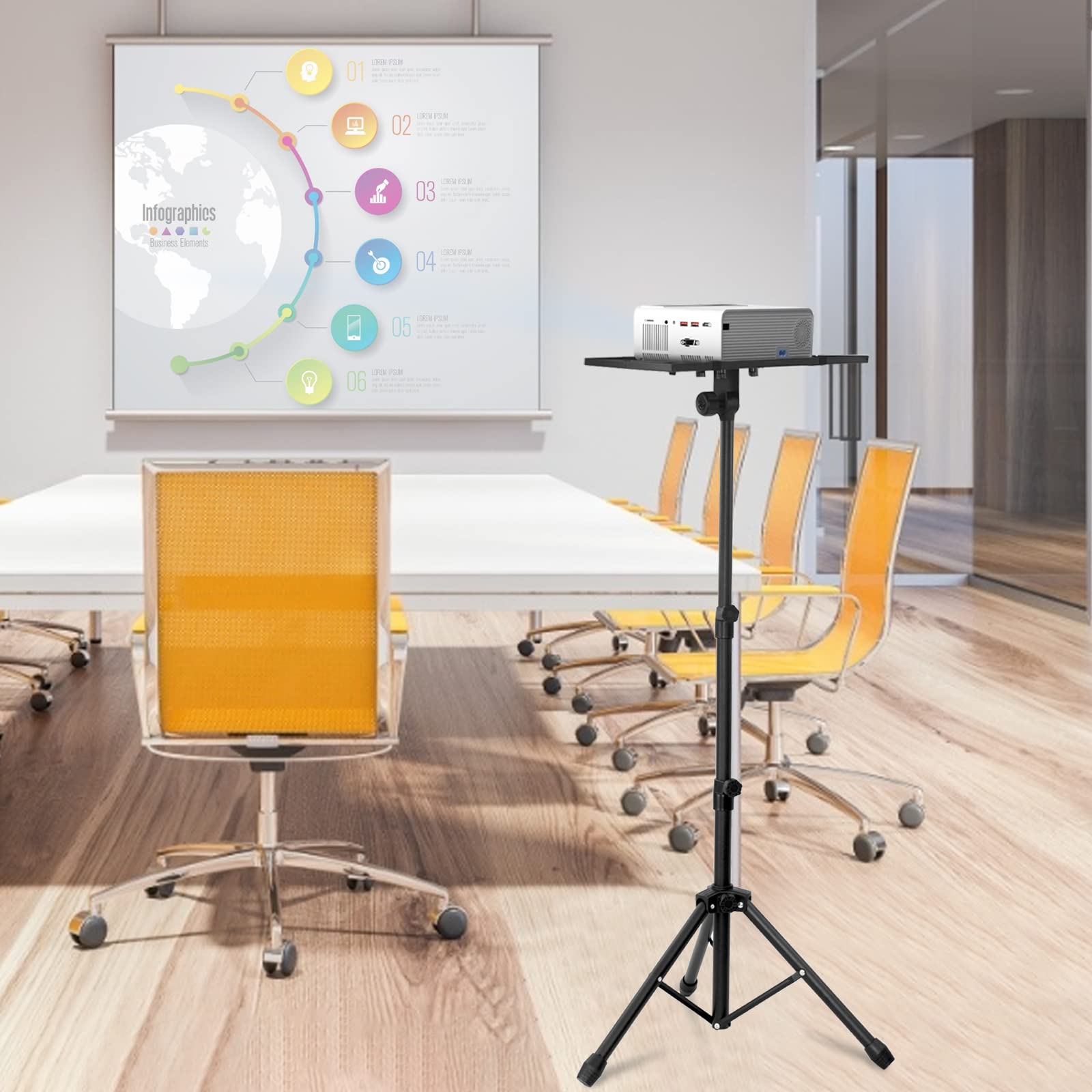 AKOZLIN Adjustable Tripod Stand for Projector, Laptop & DJ Equipment - Foldable & Portable 23.2