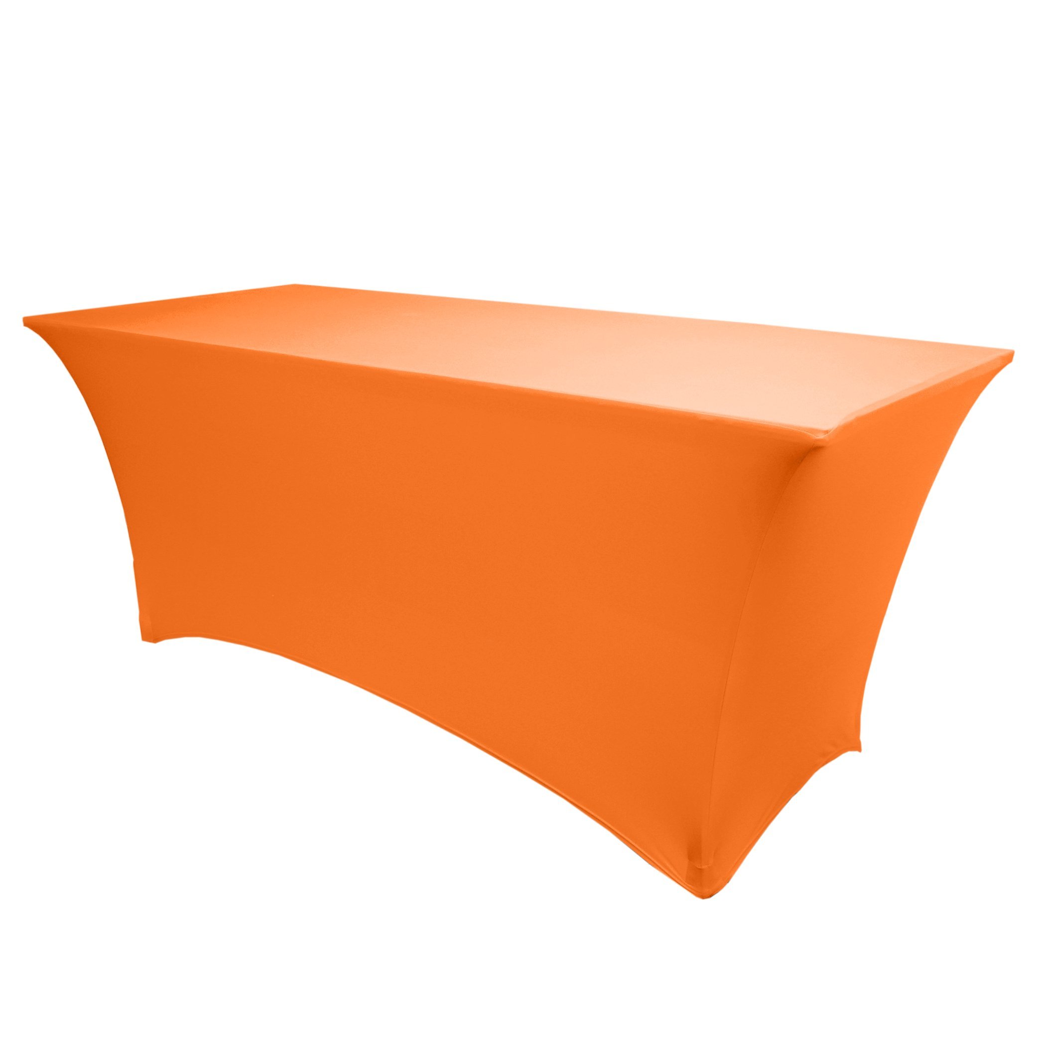 6 ft Spandex Table Cover for 30x72-Inch Rectangular Tables - Stretchable Neon Orange Fabric Tablecloth (42