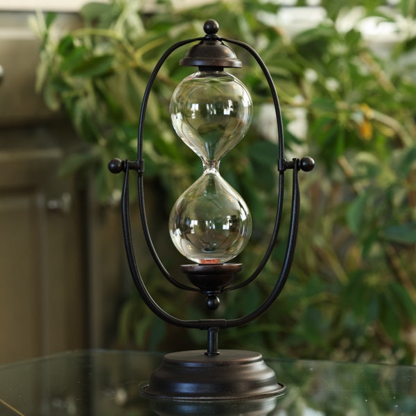 Vintage Rustic Metal Rotating Hourglass Sand Timer - Perfect for Home Office Decor, Meditation, and Unique Gift Ideas