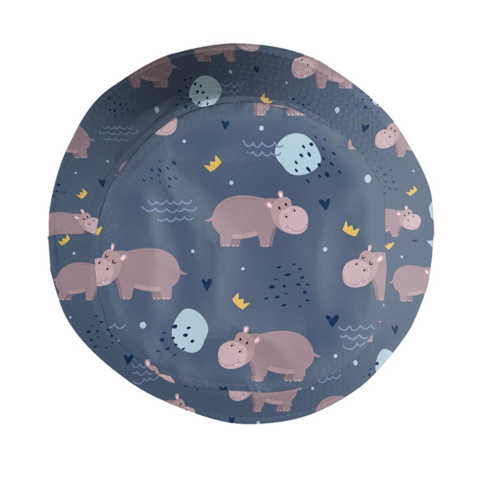 Cute Hippo Bucket Hat - Animal Print Sun Hat for Women & Men - Lightweight Fisherman Hat for Beach, Outdoor, Travel & Happy Muharram Celebrations