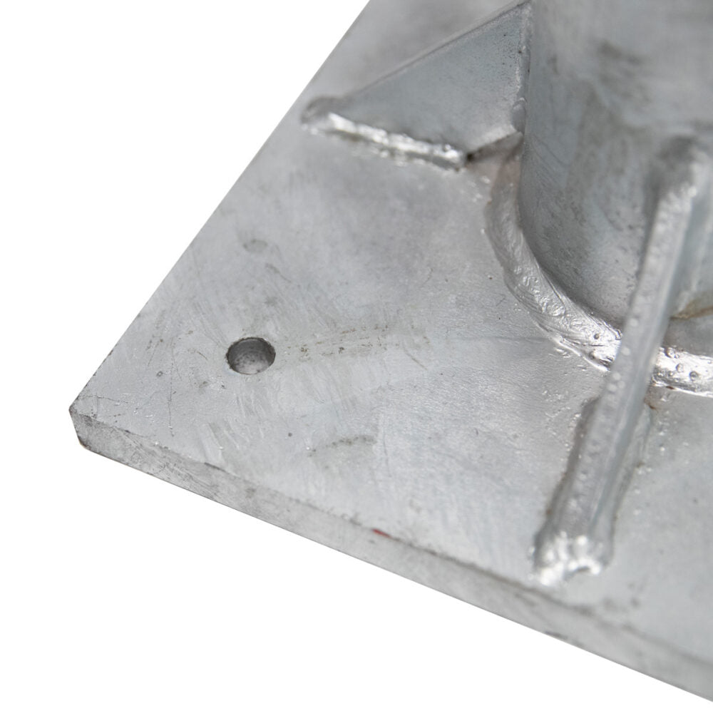 Heavy Duty Bolt-On SafeLink Post Base Plate - Galvanized Steel Fence Post Anchor for Secure Installation | Perfect for Chain Link Fences, Garden Gates & Outdoor Security Barriers