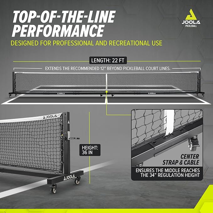 JOOLA Pro Pickleball Net - Portable Regulation Size for Outdoor & Indoor Play - Premium Pickleball Equipment for Backyard, Court & Tournament Use
