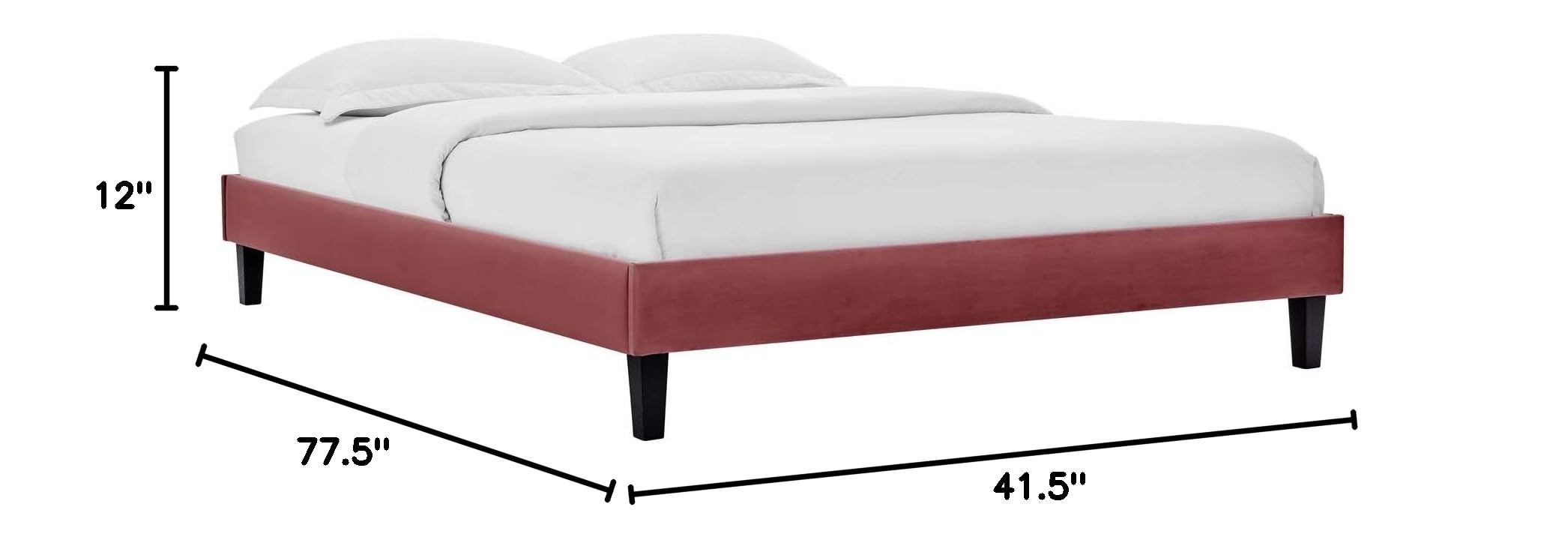 Modway Reign Platform Bed Frame - Twin Size, Dusty Rose Upholstered Bed - Perfect for Small Bedrooms, Guest Rooms & Dorm Rooms