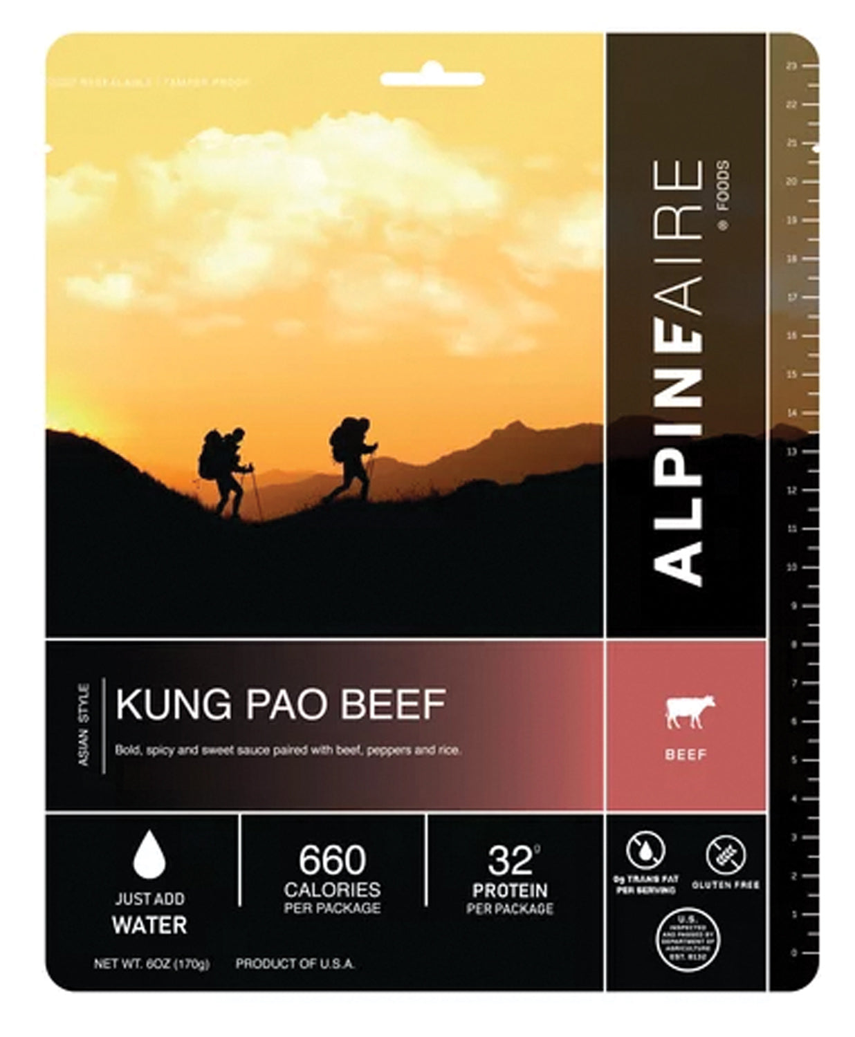 Alpine Aire Kung Pao Beef - Spicy Freeze Dried Backpacking Meal | High Protein Camping Food for Hiking, Emergency Preparedness & Outdoor Adventures
