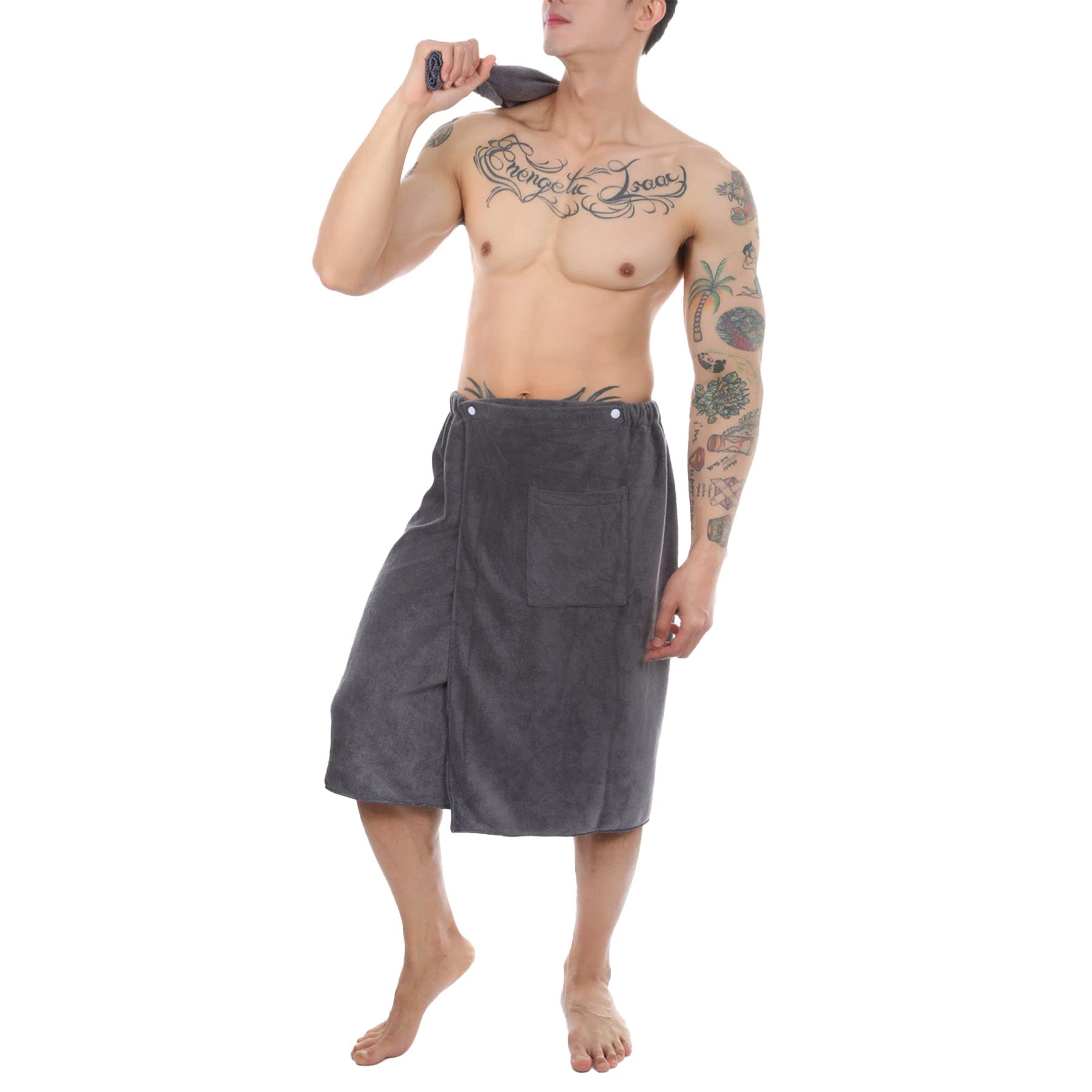 **Men's Soft Short Bathrobe - Quick Dry Beach Pool Towel, Swim Cover-Up, Spa & Travel Blanket - Perfect for Swimming, Lounging, and Post-Workout Comfort**
