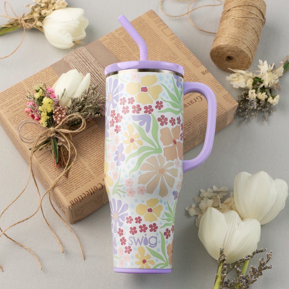 40oz Fresh Cut Mega Mug - Large Insulated Tumbler with Lid & Straw - Perfect for Iced Coffee, Smoothies & Cold Drinks at Home, Office or Travel