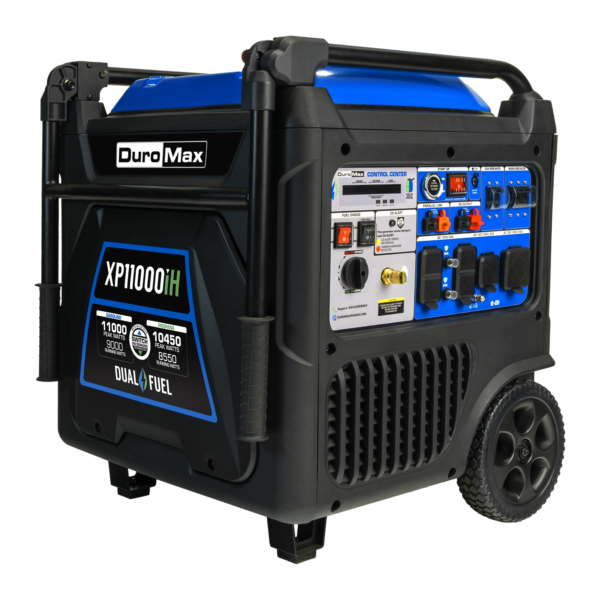 11,000W Dual Fuel Portable Inverter Generator with CO Detection - Perfect for Camping, RV Trips & Emergency Power Backup