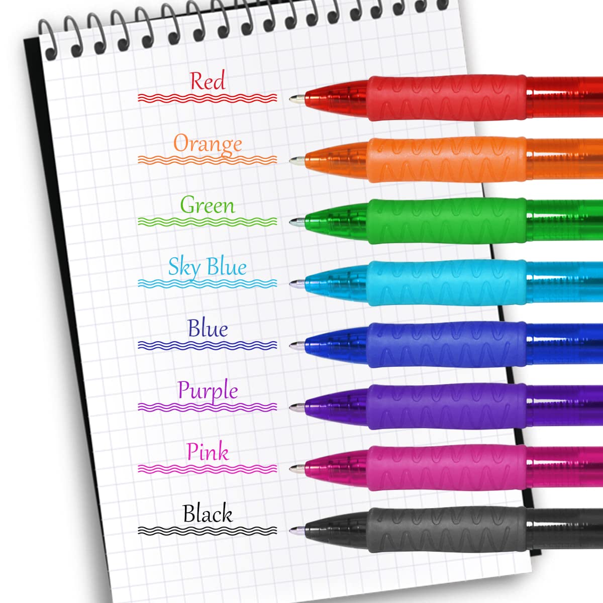 Vitoler 8 Pack Retractable Ballpoint Pens - 1.0mm Fine Point Colored Pens for Smooth Writing | Ideal for School, Office, Journaling, Note Taking & Planning (Kids, Nurses, Adults) | Premium Office & School Supplies