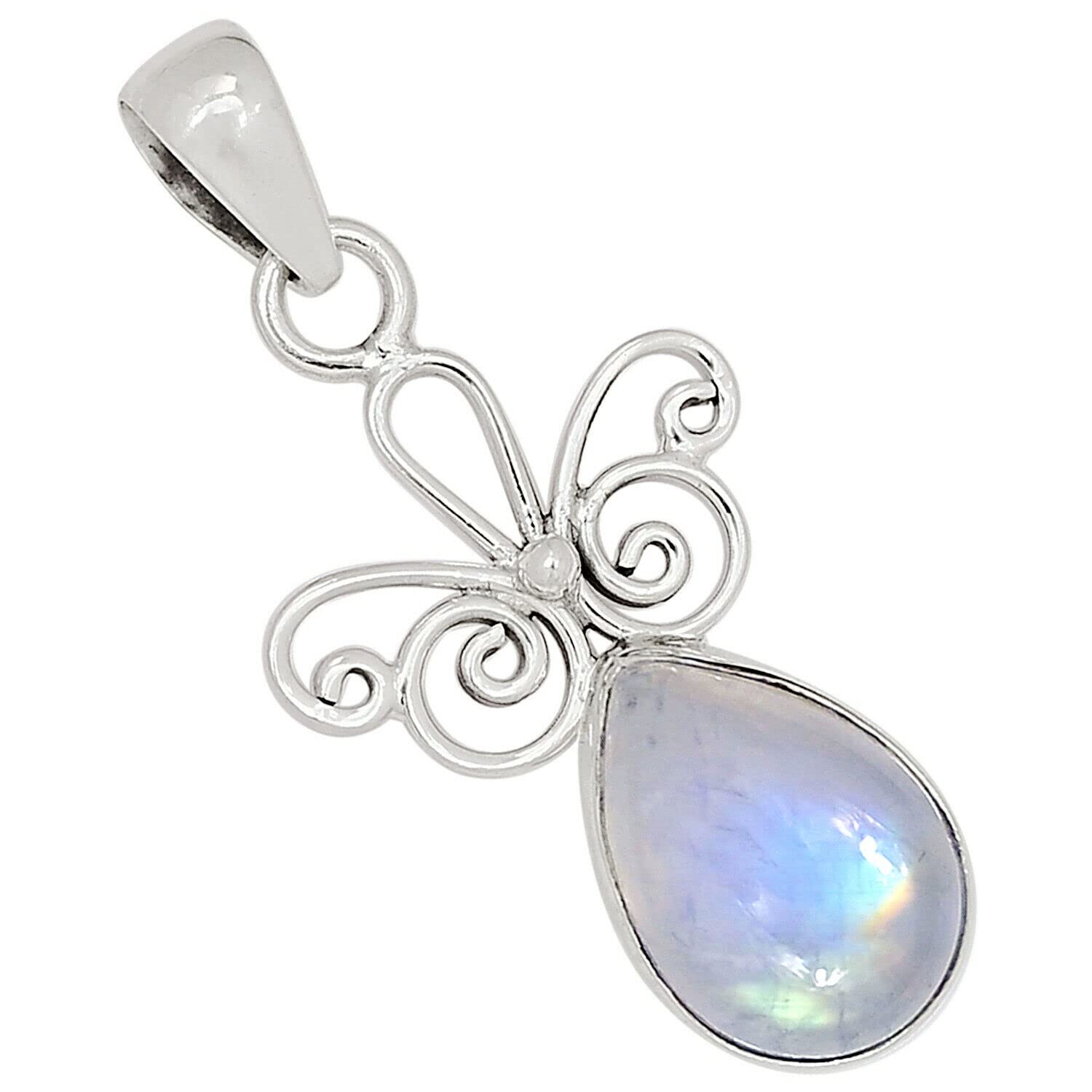Moonstone 925 Sterling Silver Pendant Necklace - Elegant Healing Crystal Jewelry for Women - Perfect for Meditation, Yoga & Spiritual Gifts