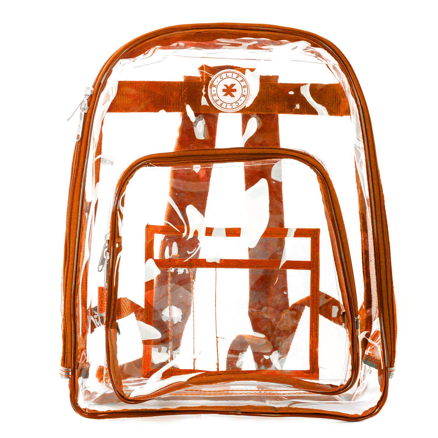 Heavy Duty Clear Backpack - Transparent School Bag with Large Capacity, See-Through Security Work Bag for Students & Professionals - Perfect for School, Work, Travel & Event Security Checks (Orange)
