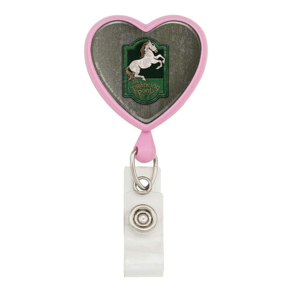 The Lord of The Rings The Prancing Pony Heart Lanyard - Retractable Reel Badge ID Card Holder for Work, Conventions & Fan Events