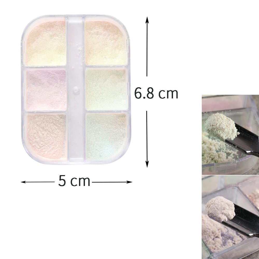 6 Colors Chrome Nail Powder Set - Metallic Nail Glitter for Nail Art Designs | Perfect for Manicures, Pedicures & DIY Nail Art at Home or Salon