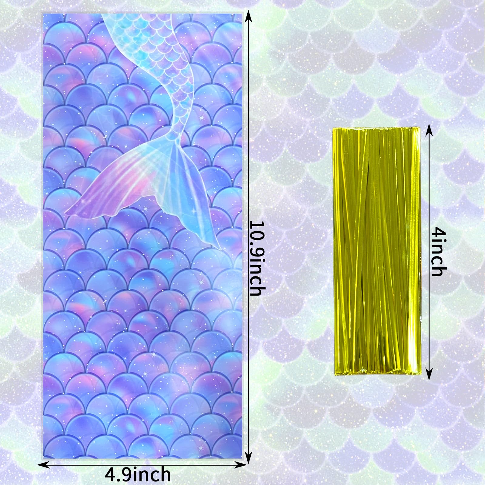 Bnsikun 100-Pack Mermaid Tail Cellophane Gift Bags - Transparent Favor Bags for Candy, Party Favors & Wedding Treats - Perfect for Birthday Parties, Baby Showers & Holiday Gifting