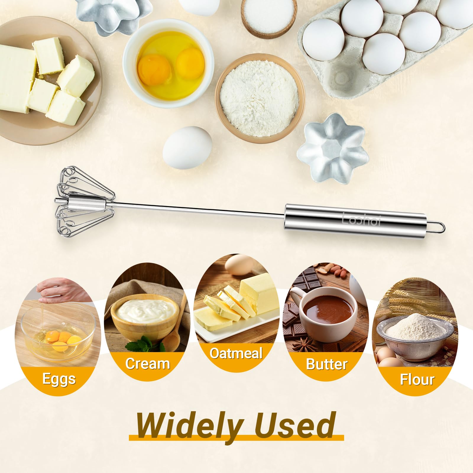 Stainless Steel Semi-Automatic Hand Whisk - 12