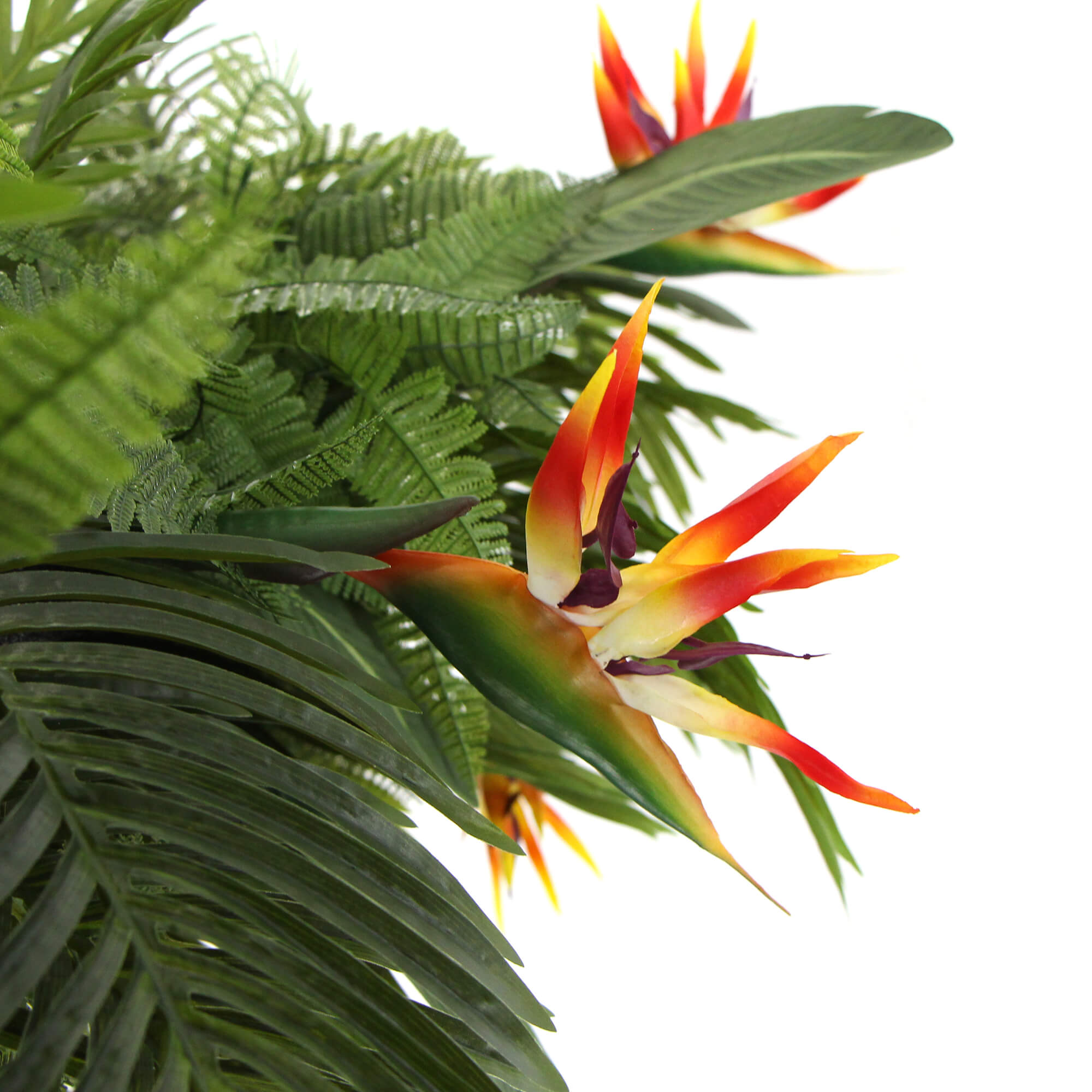 Artificial Hanging Plant Arrangement with Tropical Flowers - 100cm x 30cm Rectangular Mesh Planter with Lush Foliage for Home, Office, and Outdoor Decor
