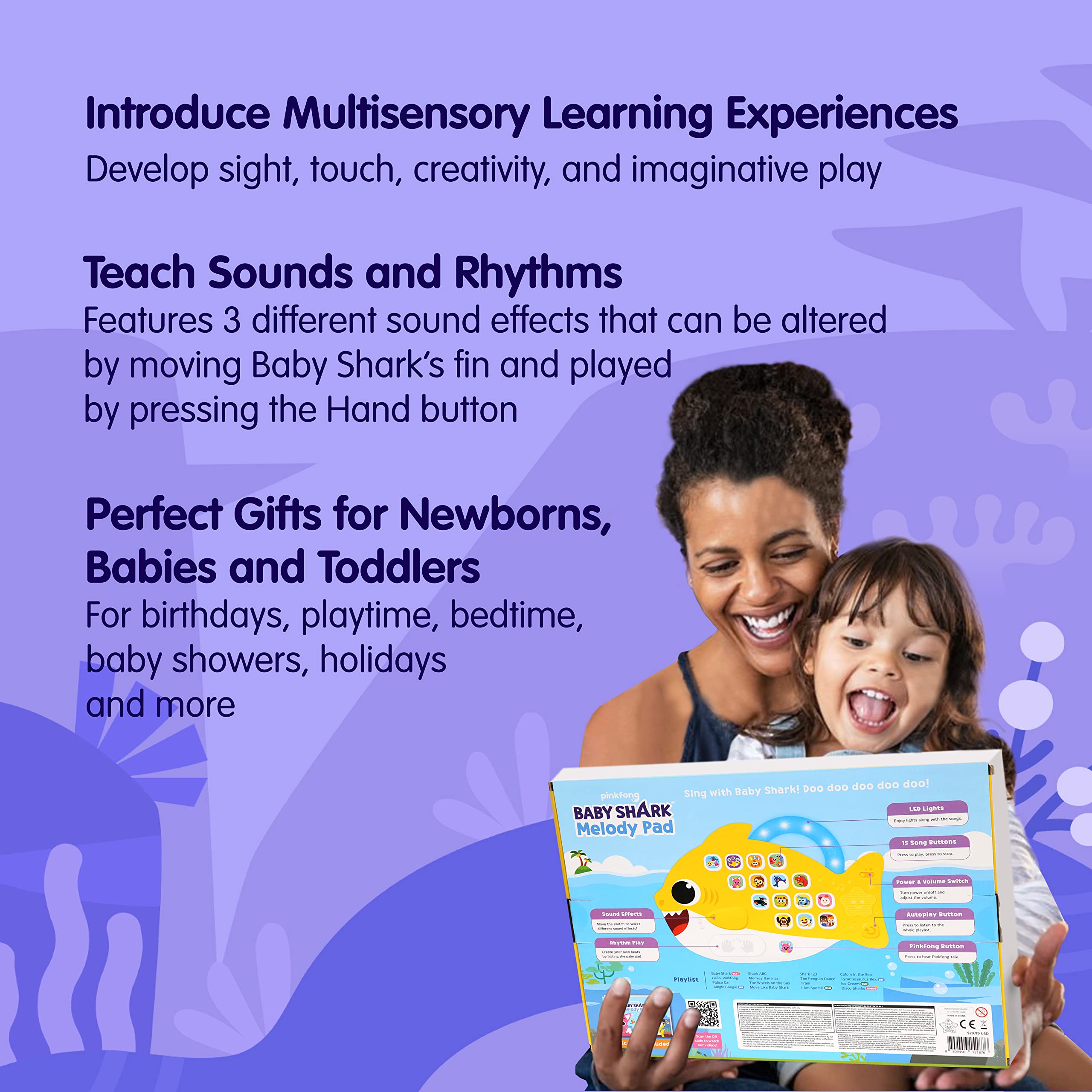 Baby Shark Melody Pad with Lyrics Booklet - Interactive Learning Toy for Toddlers | Educational Musical Toy & Baby Shark Gift for Kids | Perfect for Playtime, Early Childhood Development & Birthday Presents