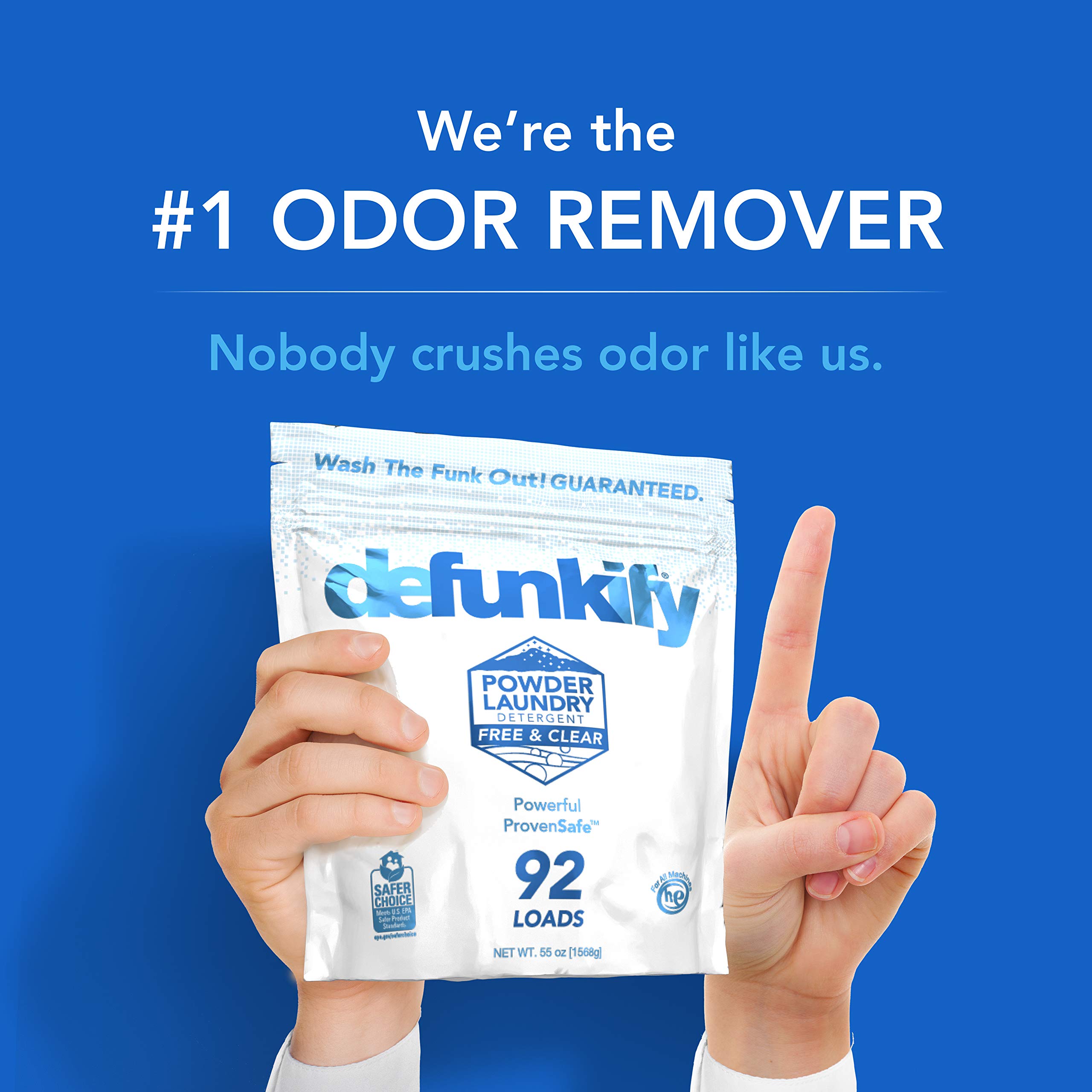 Free & Clear Powder Laundry Detergent for Sensitive Skin - 92 Loads (55oz) | Hypoallergenic, Stain & Odor Remover | Safe for Activewear, Baby Clothes & All Fabrics | Ideal for Gym Wear, Sports Uniforms & Family Laundry