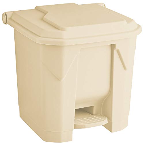 32 Qt / 8 Gallon Beige Rectangular Step-On Trash Can with Lid - Kitchen Waste Basket, Garbage Bin, Recycling Bin for Home, Office, Restaurant - Durable & Odor-Free for Easy Waste Disposal