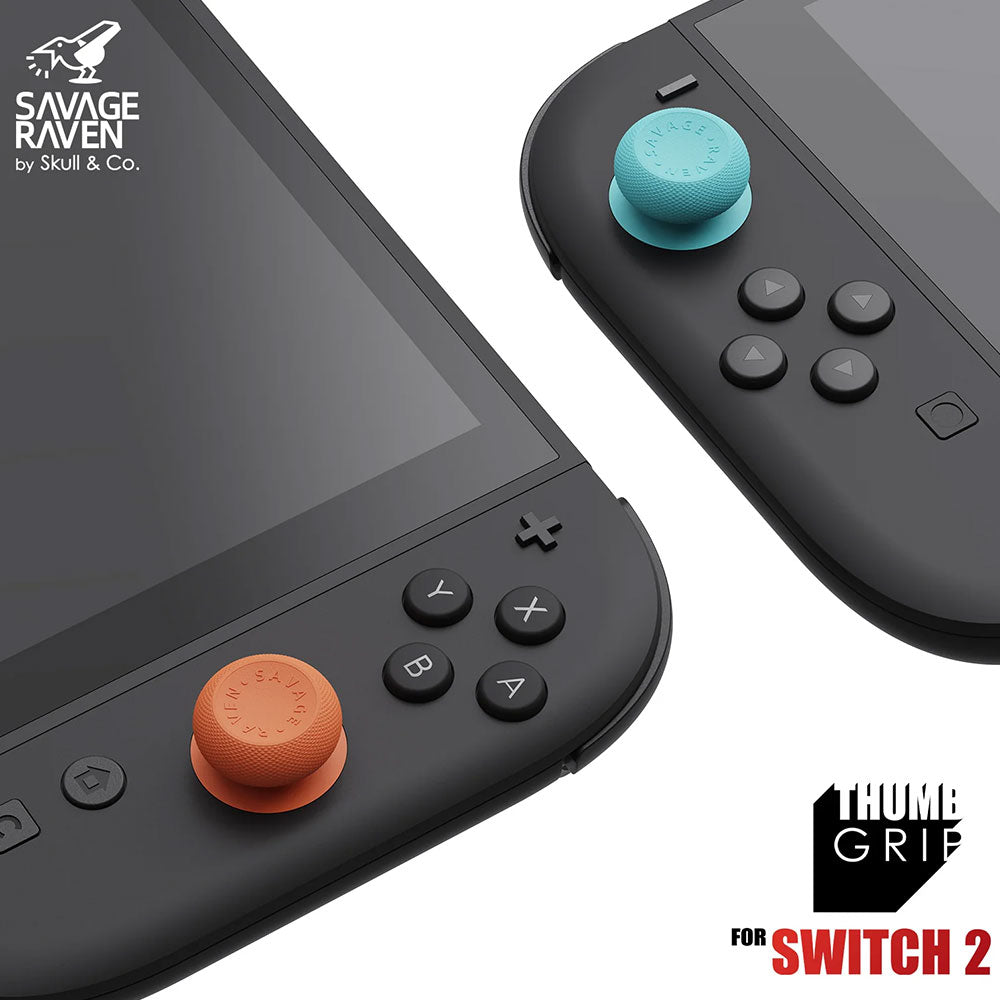 Savage Raven by Skull & Co. Thumb Grips for Nintendo Switch 2 (6-Piece Set) - Black | Ergonomic Controller Accessories for Enhanced Gaming Comfort & Precision
