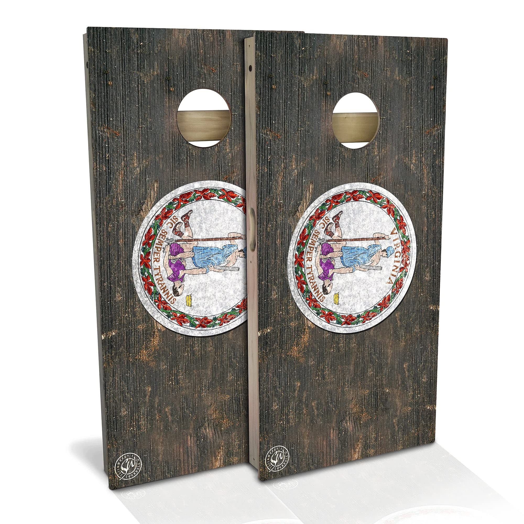 Virginia Flag Cornhole Board Set - 2 Boards & 8 Bags - Custom Size & Accessories - Outdoor Tailgate, Backyard BBQ & College Game Day Party Games