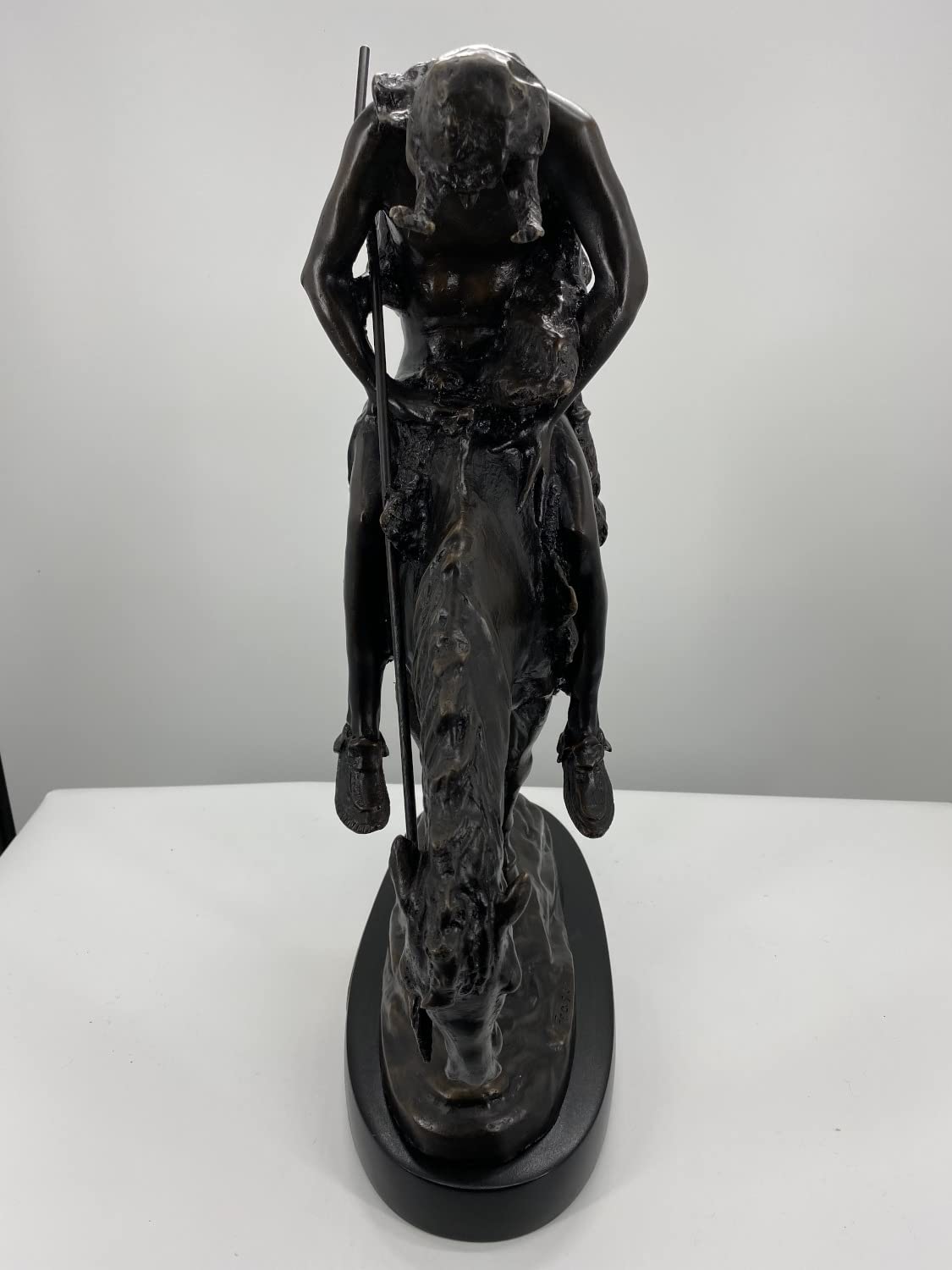 James Earle Fraser Solid Bronze End of The Trail Statue Sculpture - Baby Size | Western Art Decor for Home, Office & Gift | Native American Warrior Figurine for Bookshelf & Desk Display